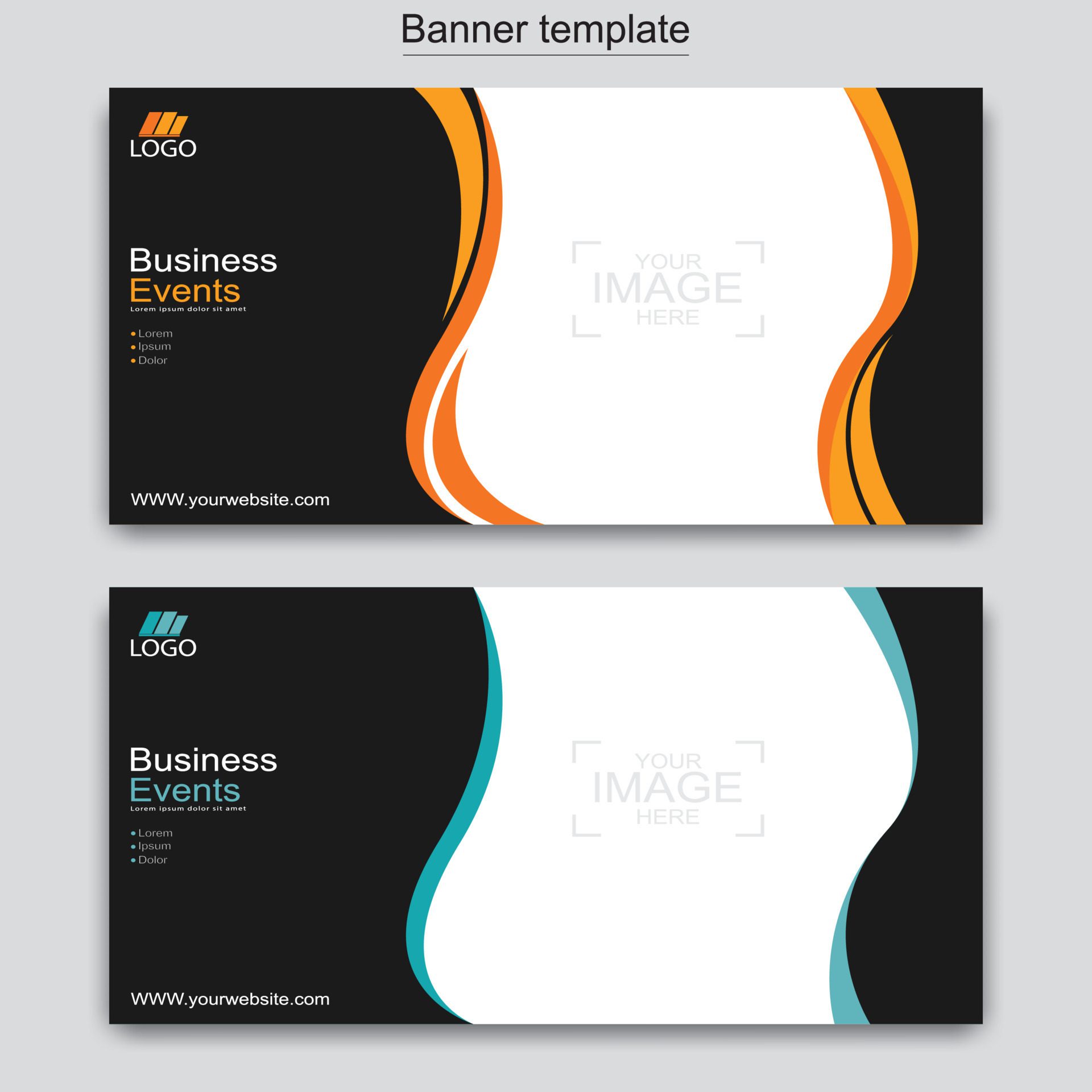 Vector abstract design web banner template. Web Design Elements – Header Design. Abstract geometric web banner template on grey background. Free Vector