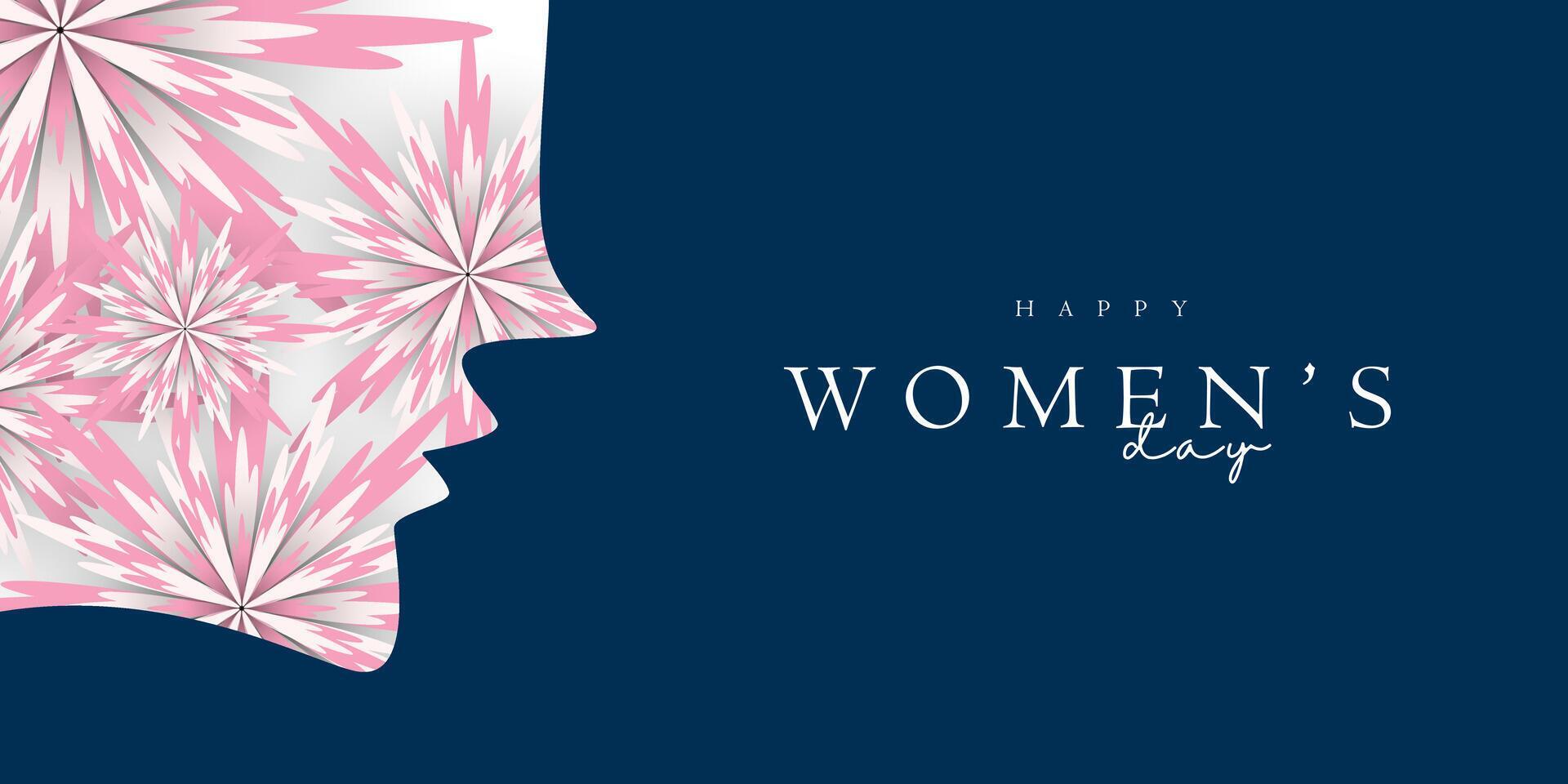 Pink head of women and some beautiful flower in it, concepts of women day, 8th march, vector illustration banner, backdrop, web banner Stock Free