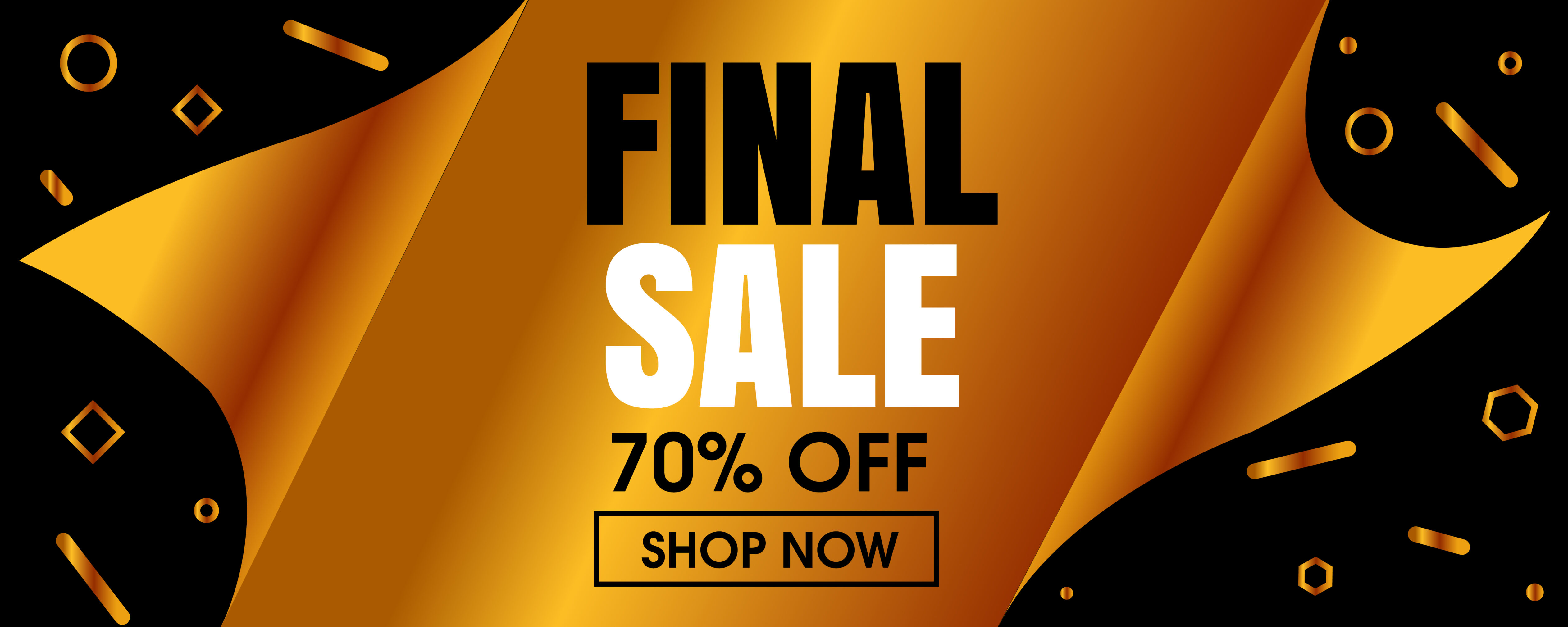 Big Reveal Final Sale Banner with Gold Geometric Shapes Free Vector