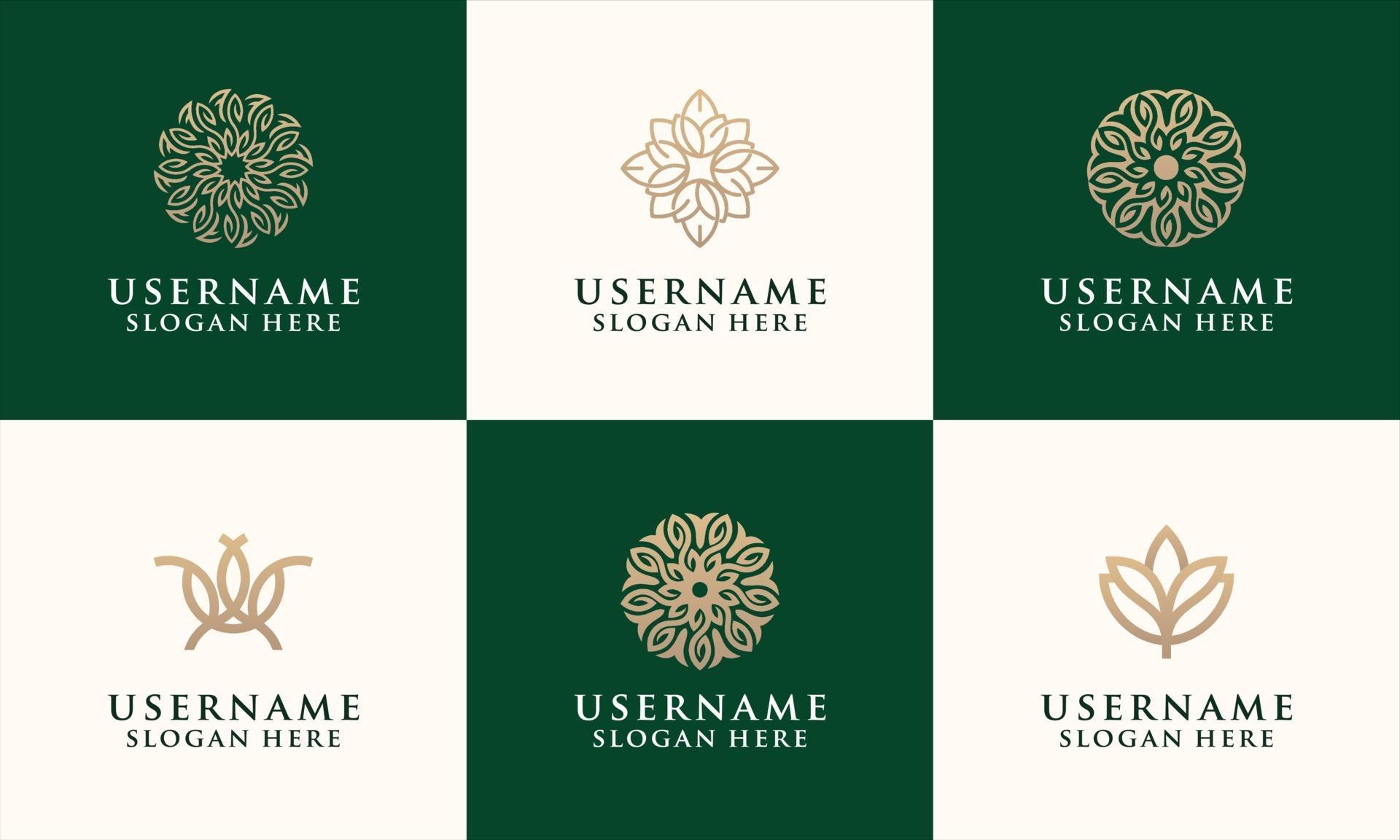 set of elegant flower logo templates for fashion or salons Stock Free