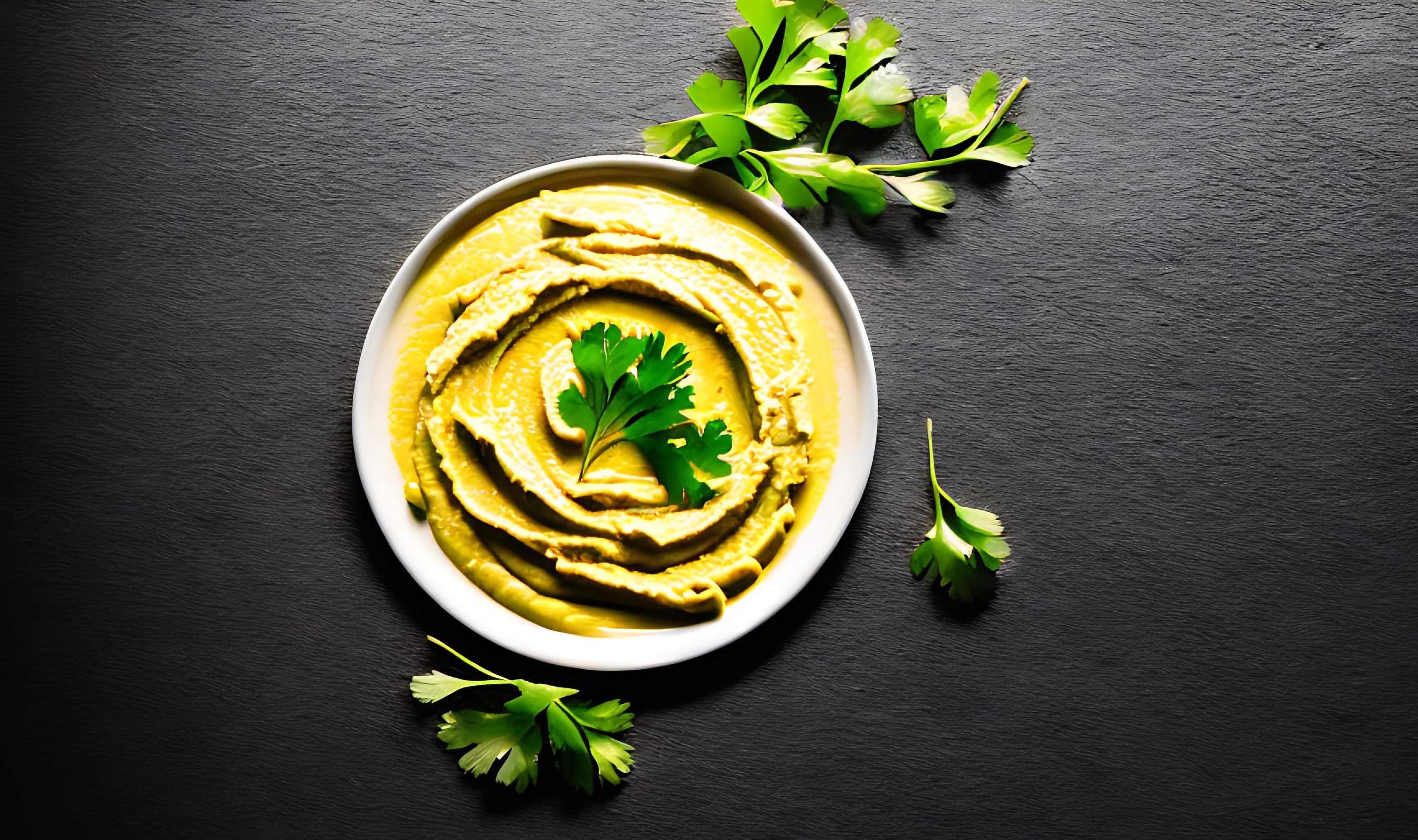 Healthy food. Traditional freshly made organic hummus. Stock Free