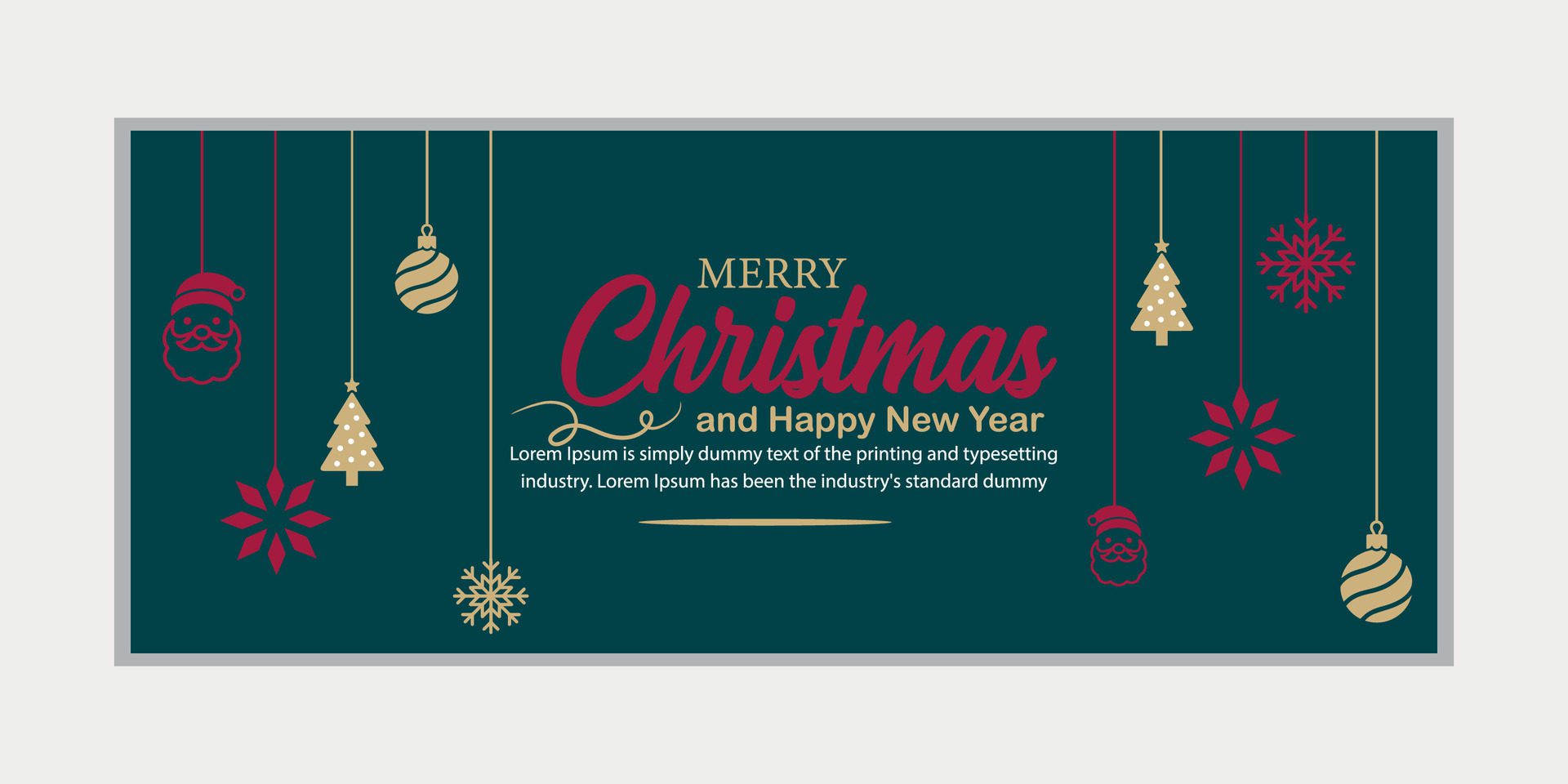 merry christmas banner set and happy new year banner, social media cover and web banner,Merry Christmas design for greeting card, Free Vector