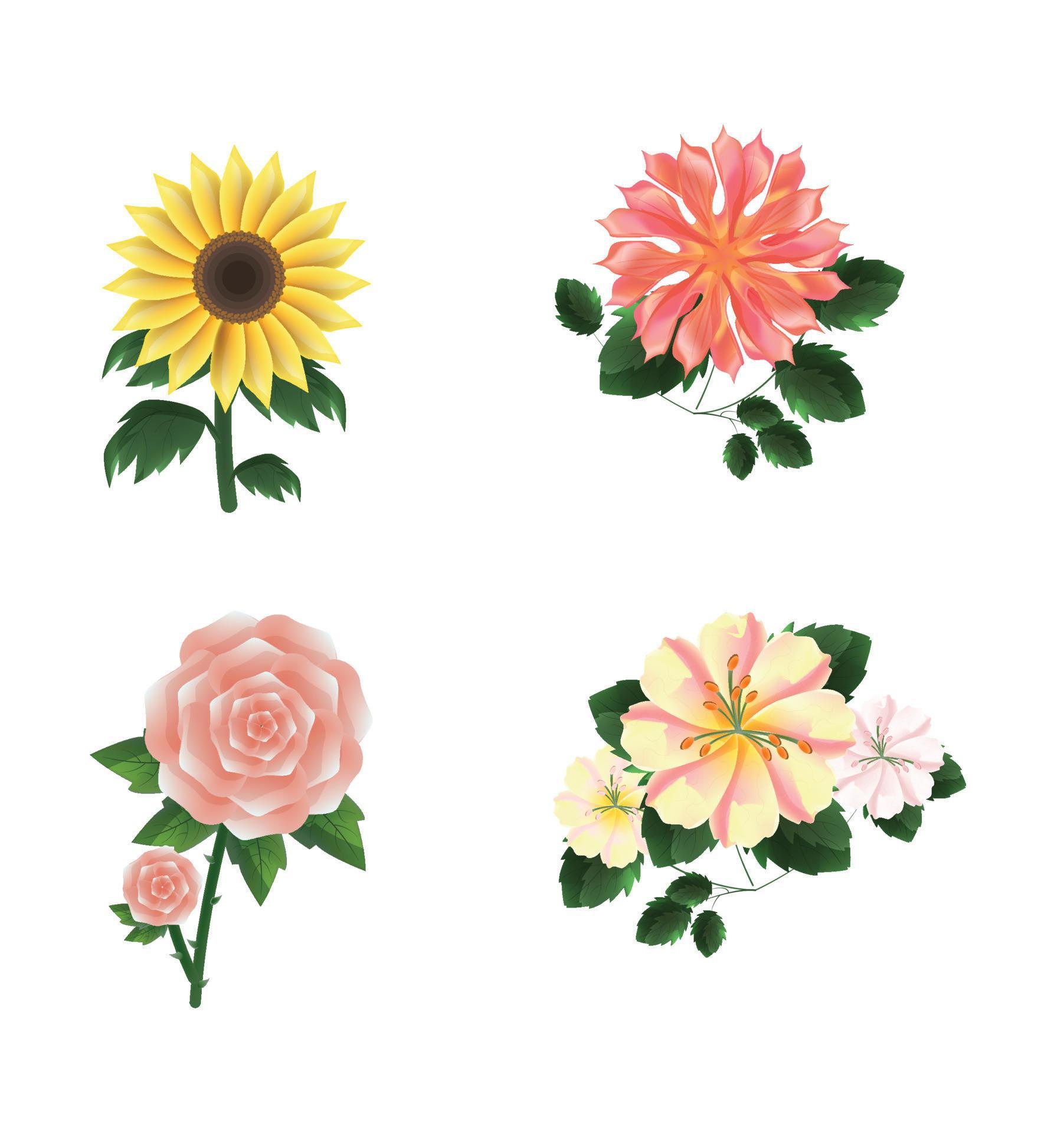 Beautiful watercolor vintage flower set Stock Free