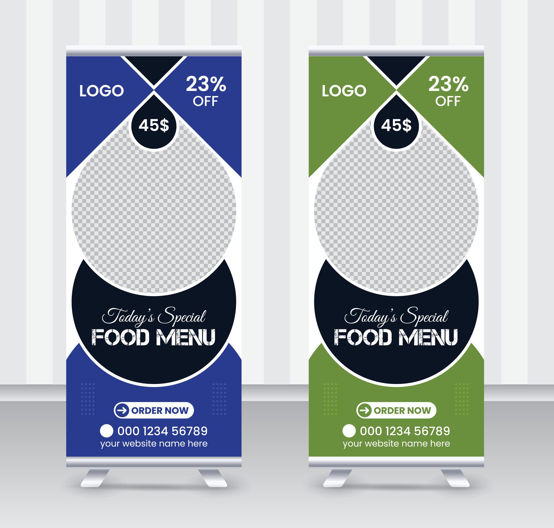 Today’s special food menu and restaurant roll up banner x or roll up banner design template Free Vector