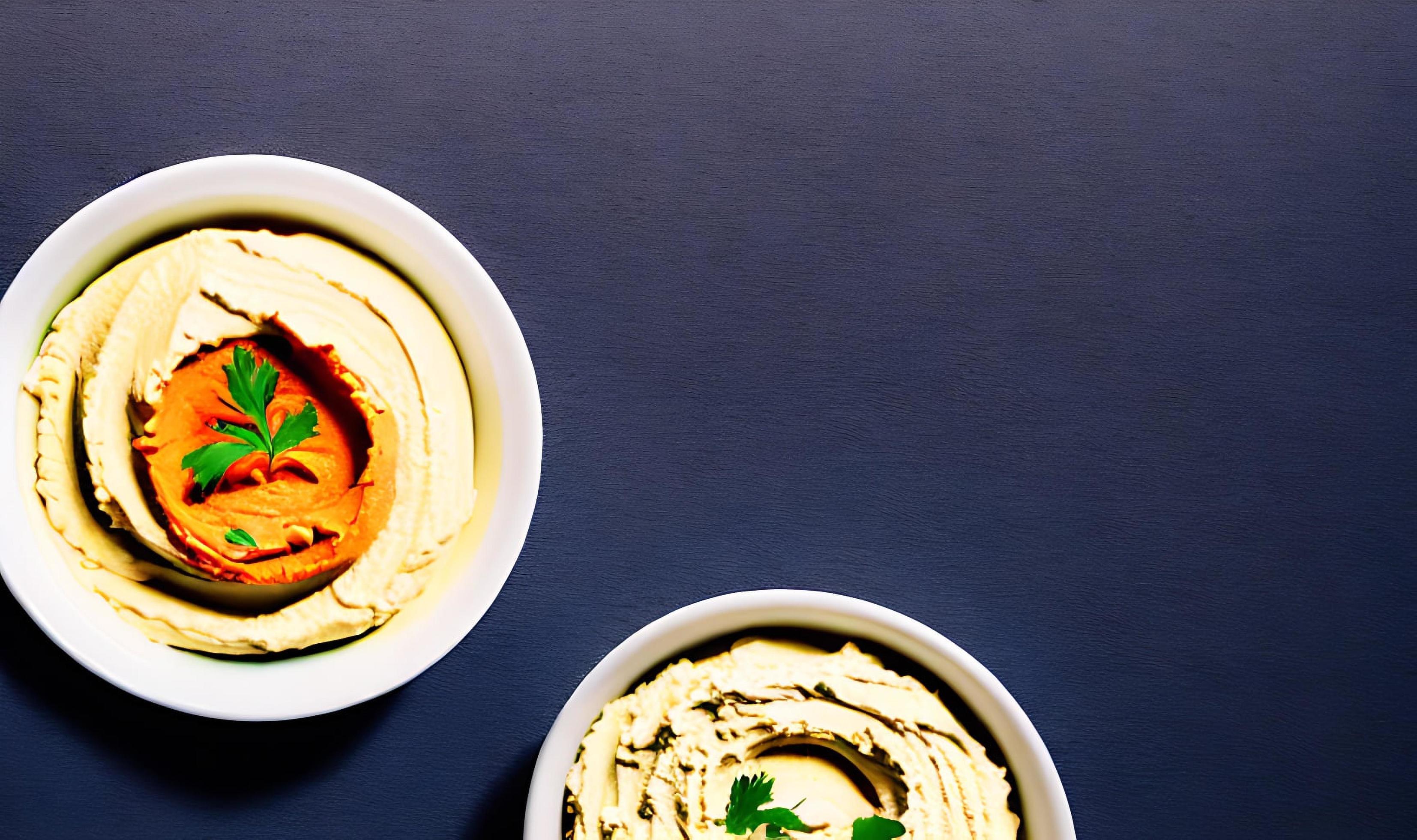 Healthy food. Traditional freshly made organic hummus. Stock Free