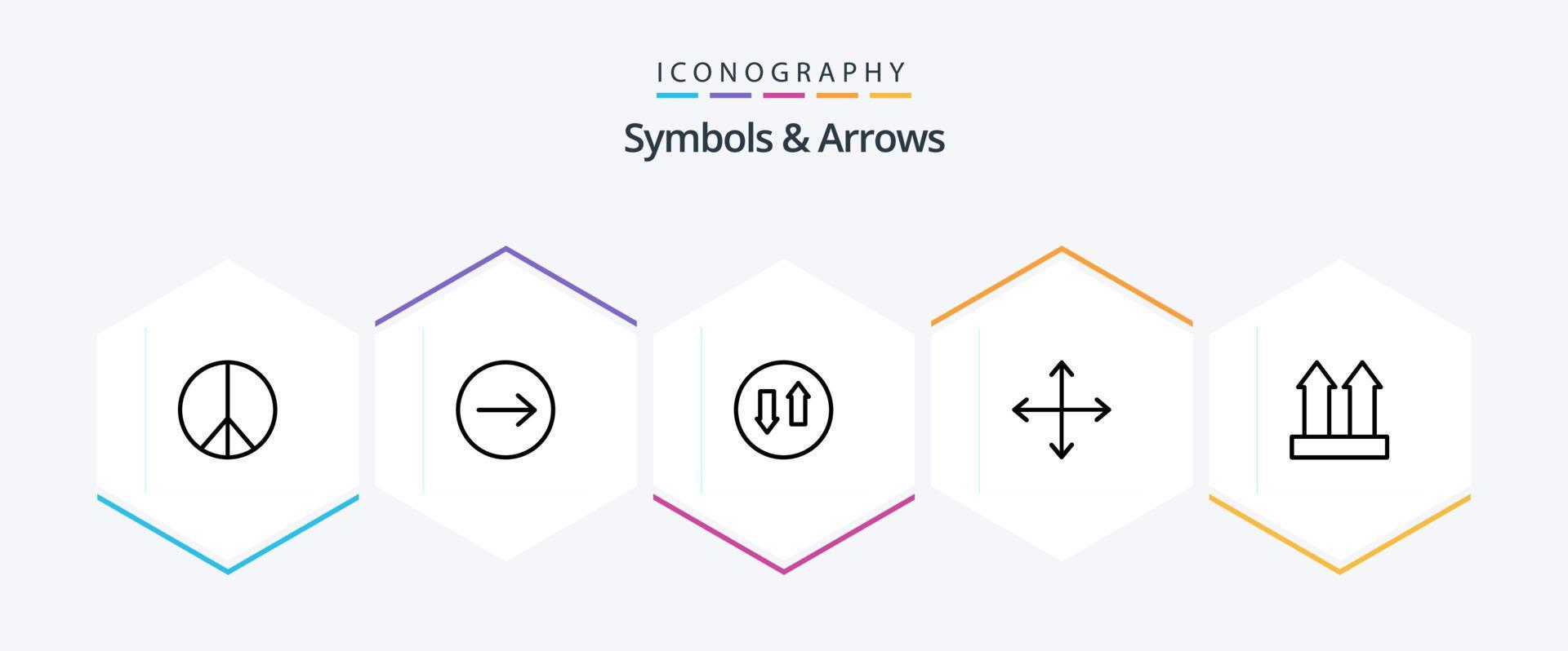 Symbols and Arrows 25 Line icon pack including up. shipping. streaming. arrows. navigation Stock Free