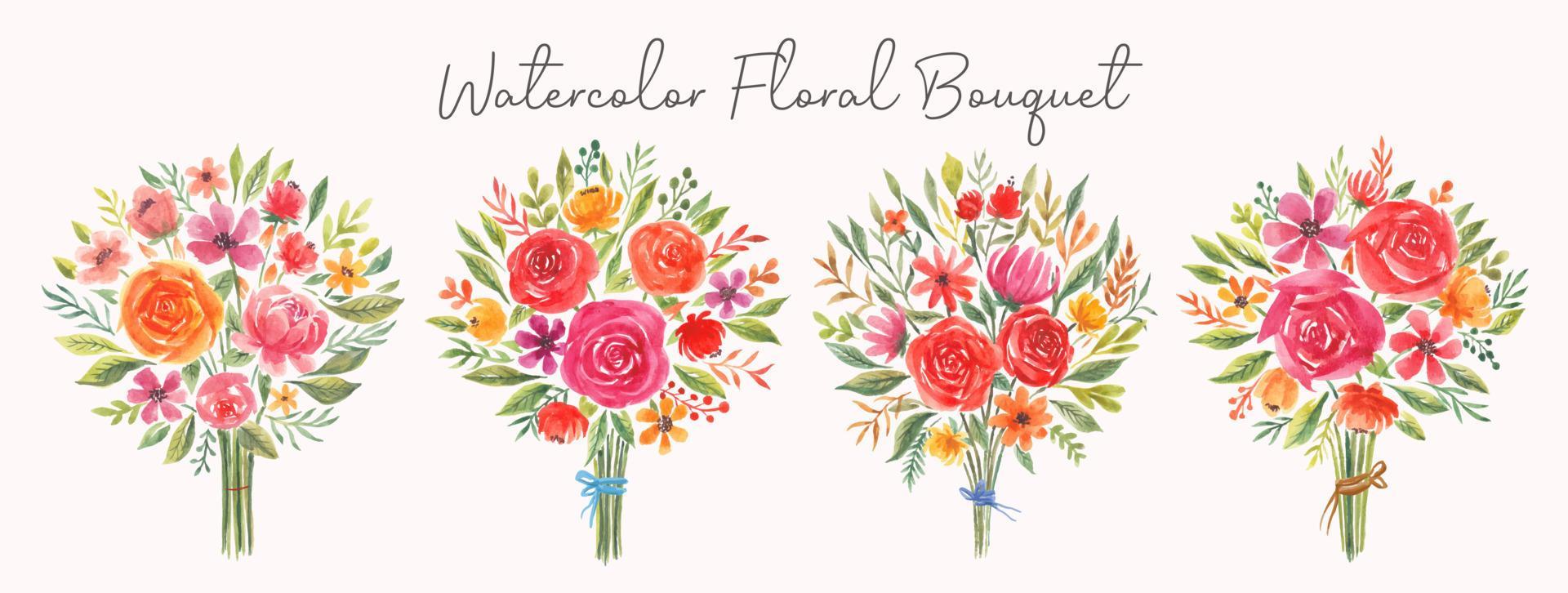 Watercolor wedding floral bouquets collection Stock Free