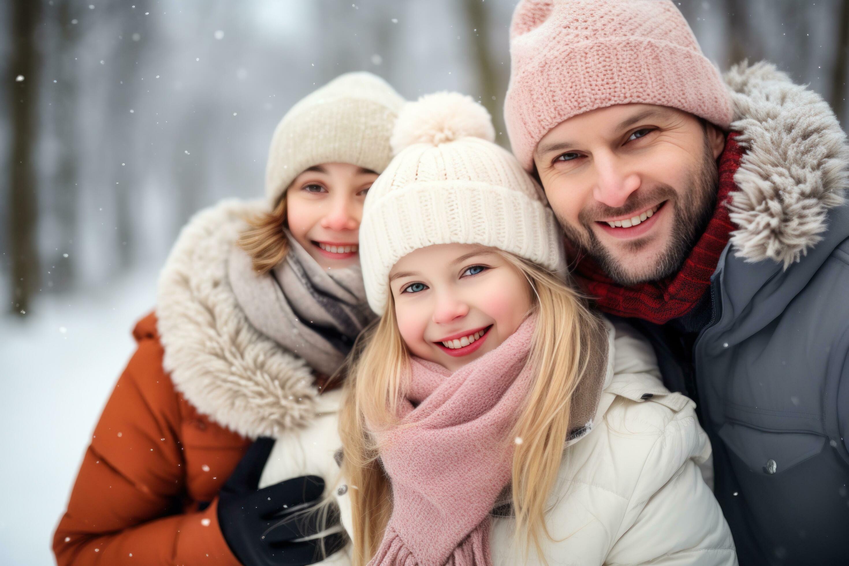 AI generated Cozy family, cheerful snowman building, rosy cheeks, and snowy playfulness Stock Free