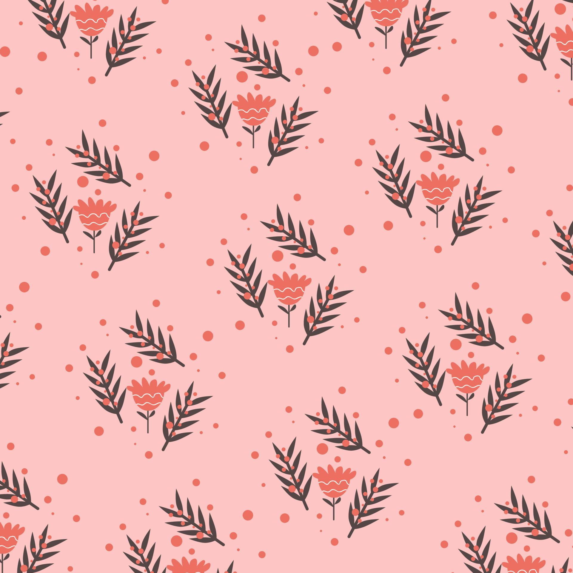 Vector illustration of flat pattern with simple flowers and leaves Stock Free