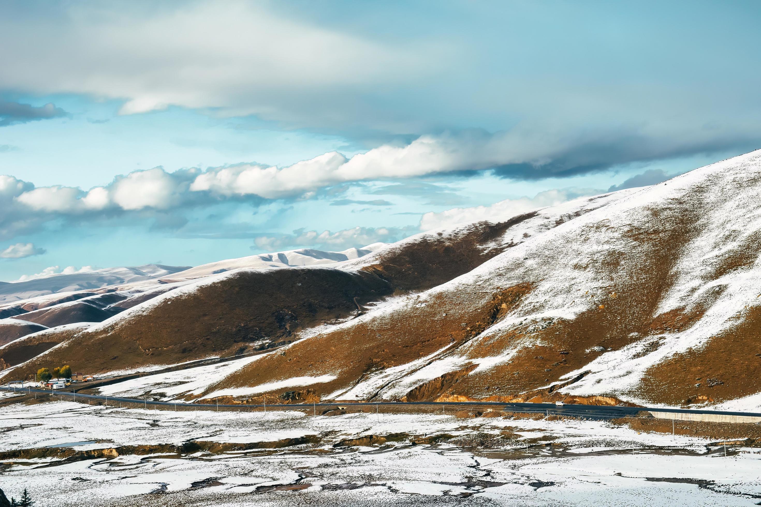 Spectacular scenery in the high mountains of western Sichuan, China, with different seasons Stock Free