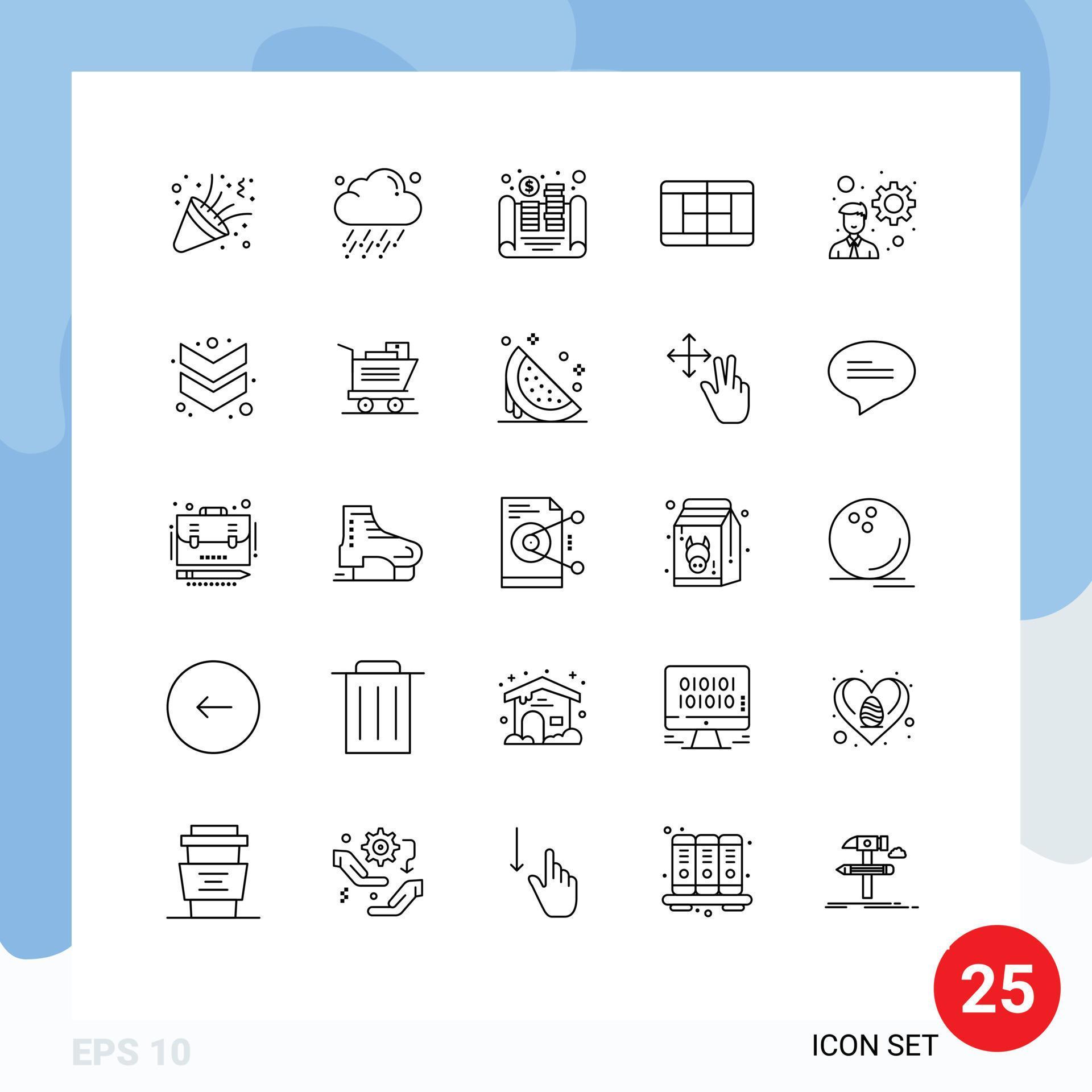 Set of 25 Modern UI Icons Symbols Signs for arrow development cash developer court Editable Vector Design Elements Stock Free