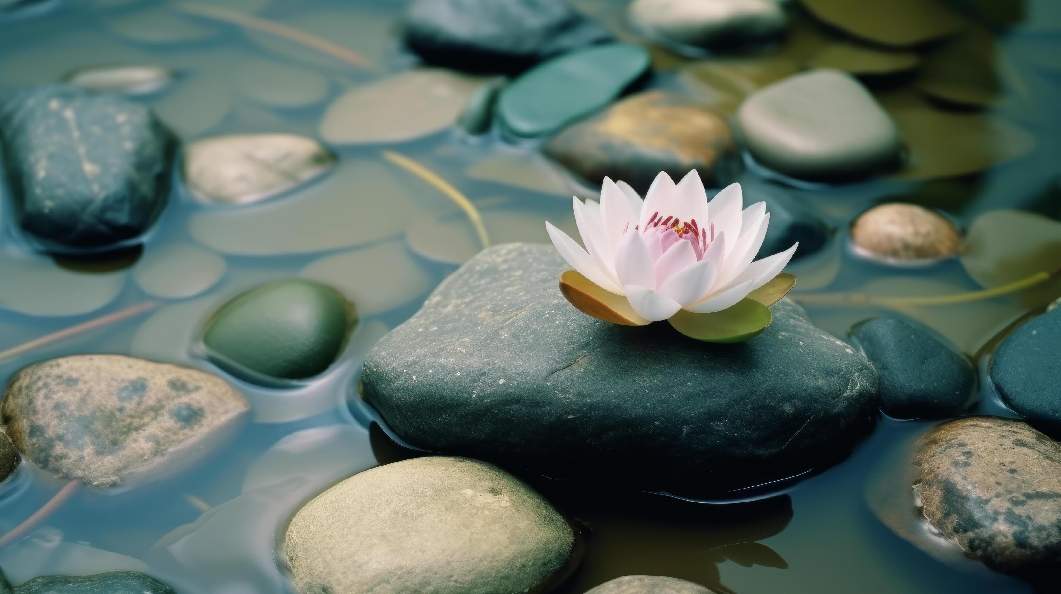 Lotus flower stone background. Illustration Stock Free