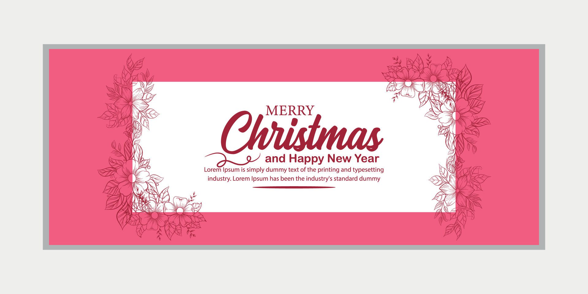 merry christmas banner set and happy new year banner, social media cover and web banner Free Vector