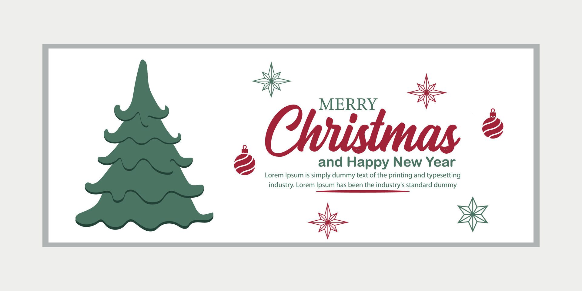 merry christmas banner set and happy new year banner, social media cover and web banner Free Vector