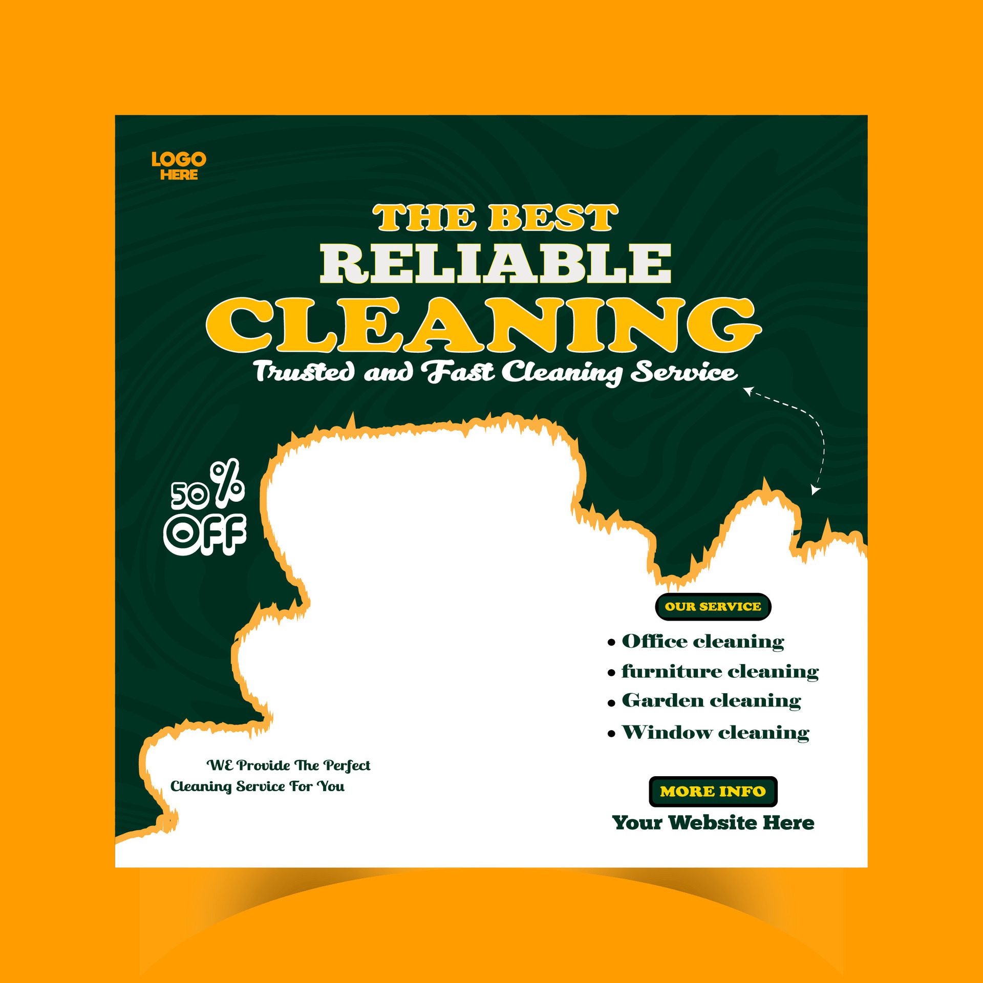 Reliable Cleaning service banner design and square social media post template Free Vector