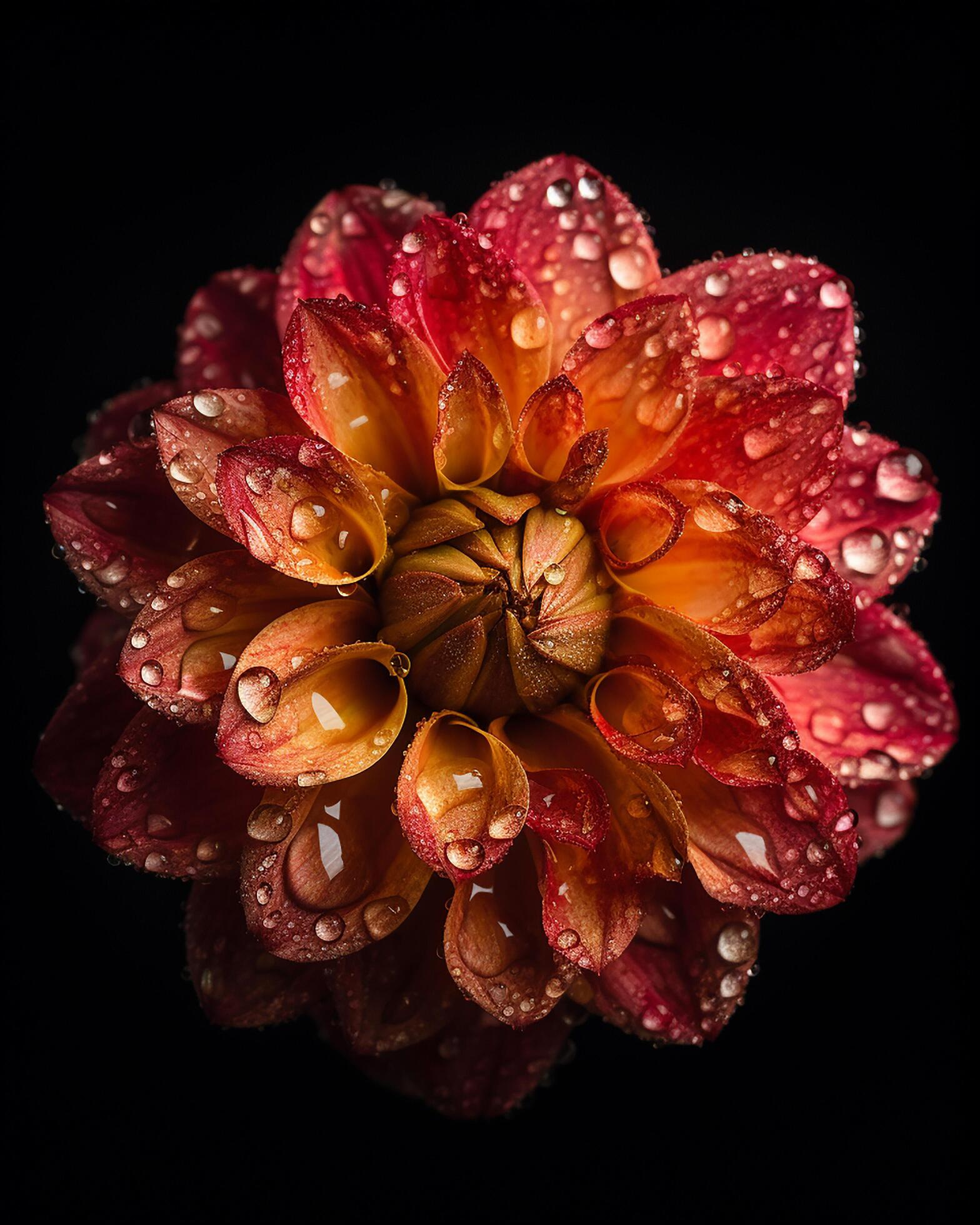 Flower adorned with glistening droplets of water Stock Free