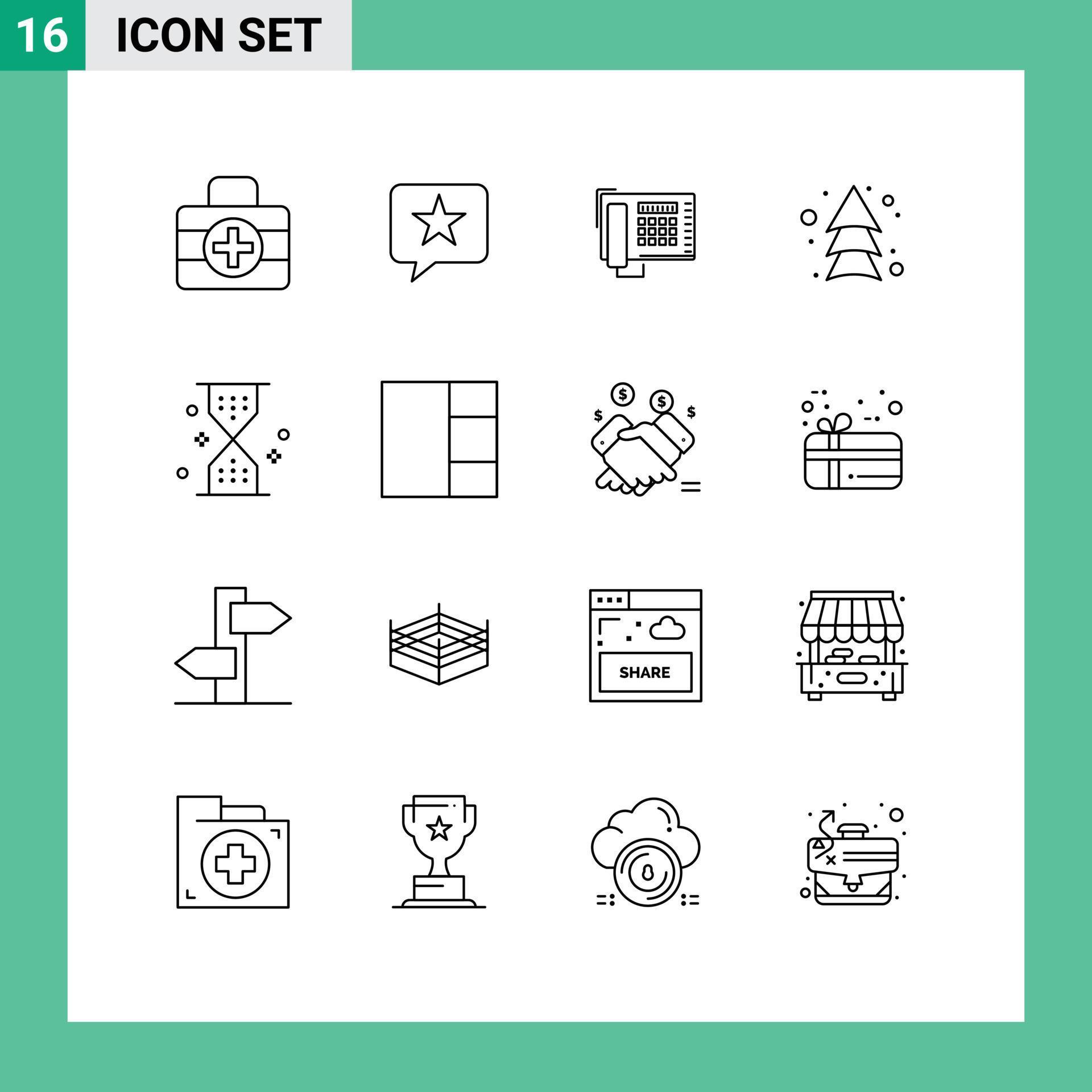 Set of 16 Commercial Outlines pack for timer clock fax direction arrows Editable Vector Design Elements Stock Free