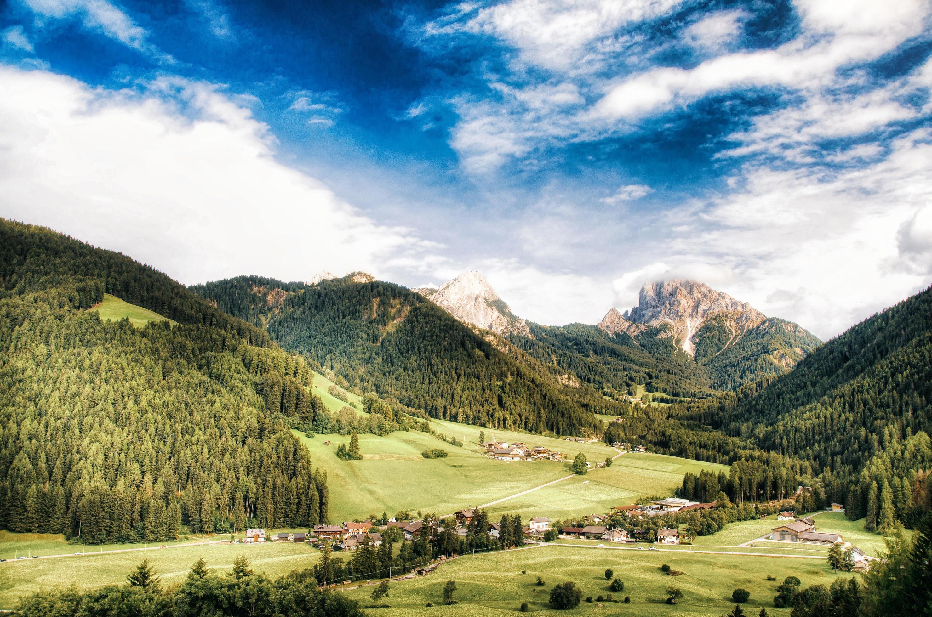 the splendid Val Pusteria in the heart of the Dolomite mountains in Trentino Alto Adige, on the border with Austria Stock Free