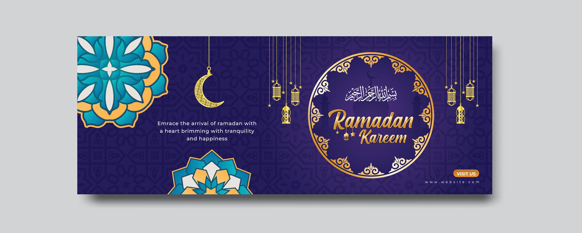 Ramadan Karim Greetings Elegant Social Media Banner Design Template Free Vector