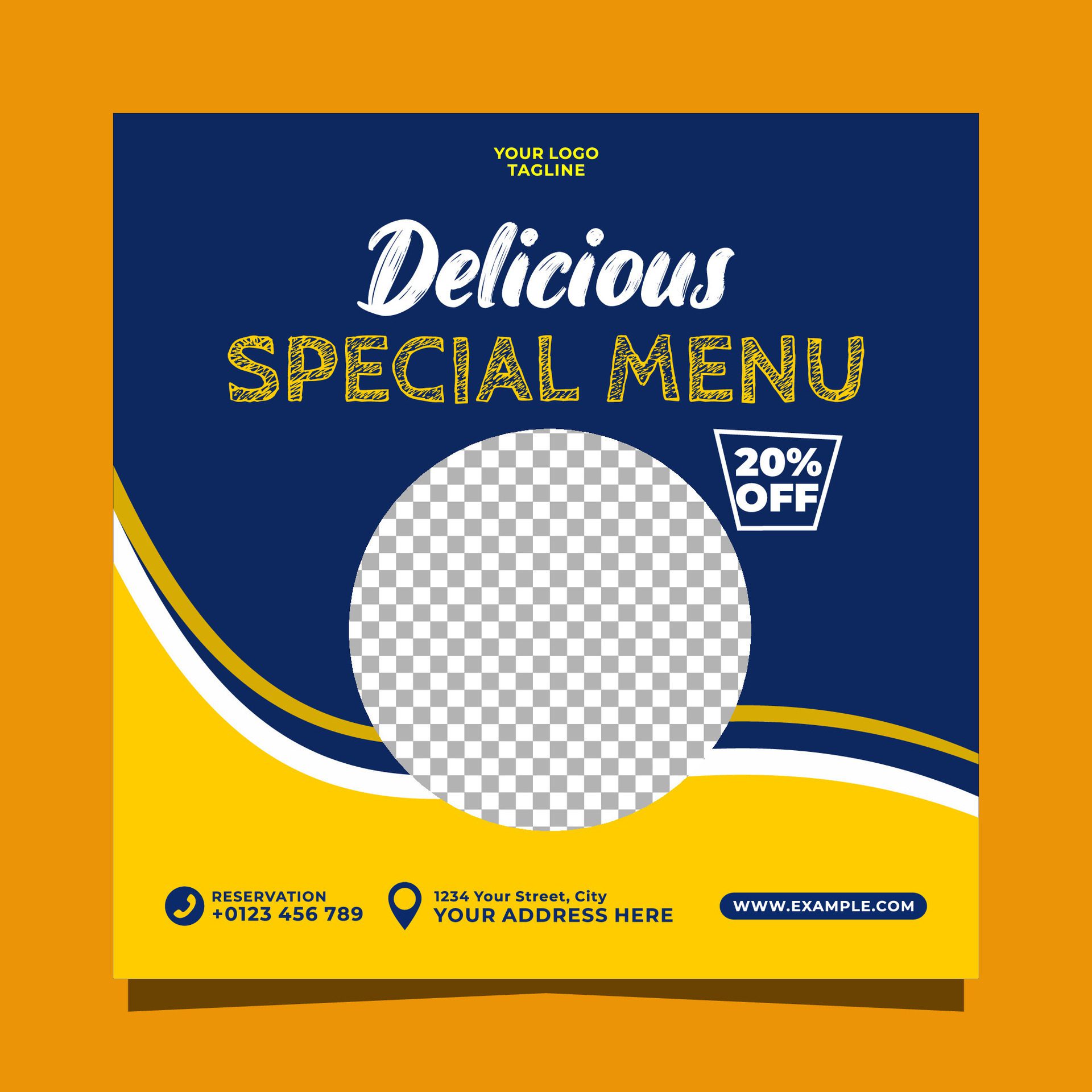 Delicious special menu social media banner square template design Free Vector