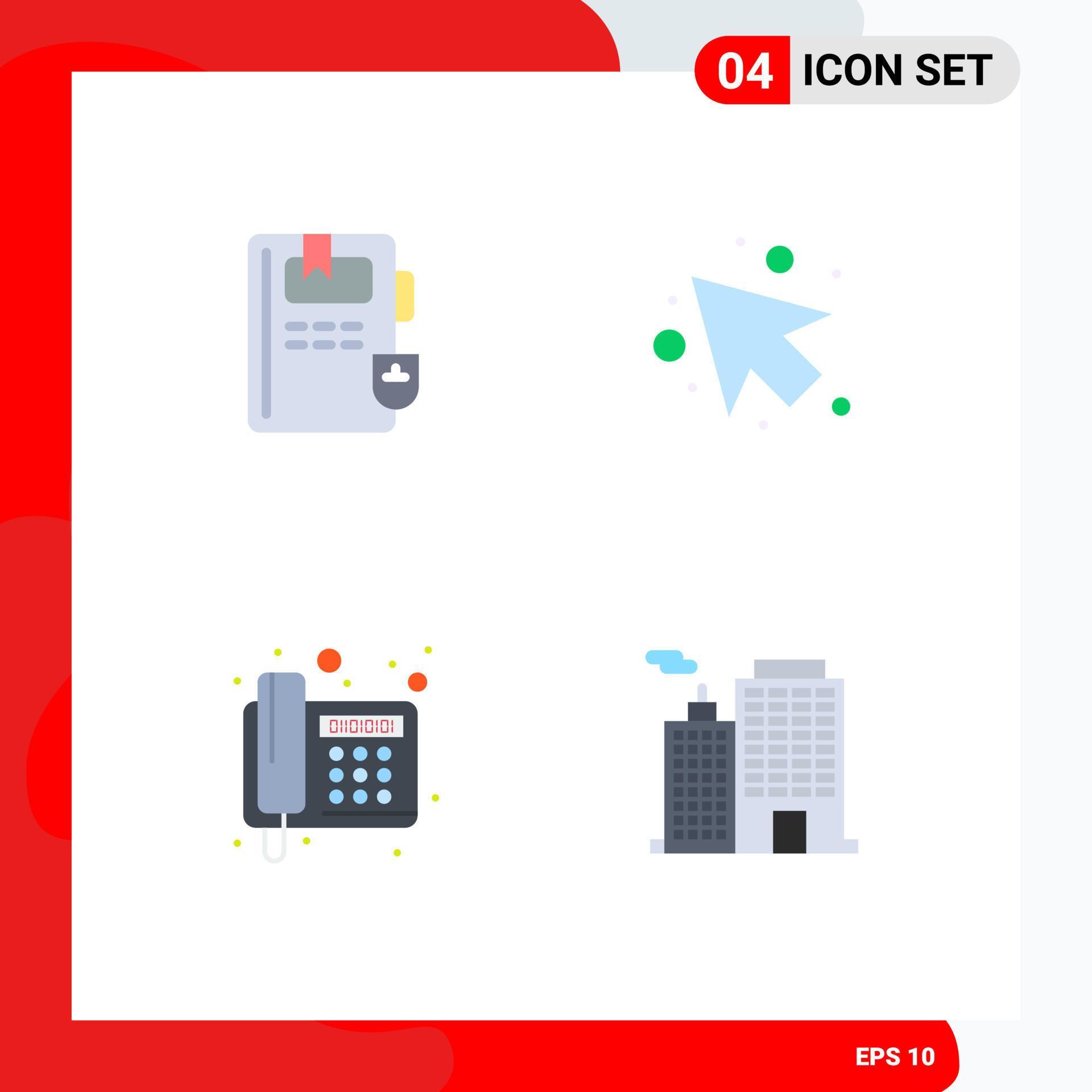 Set of 4 Vector Flat Icons on Grid for book telegram arrow fax business Editable Vector Design Elements Stock Free