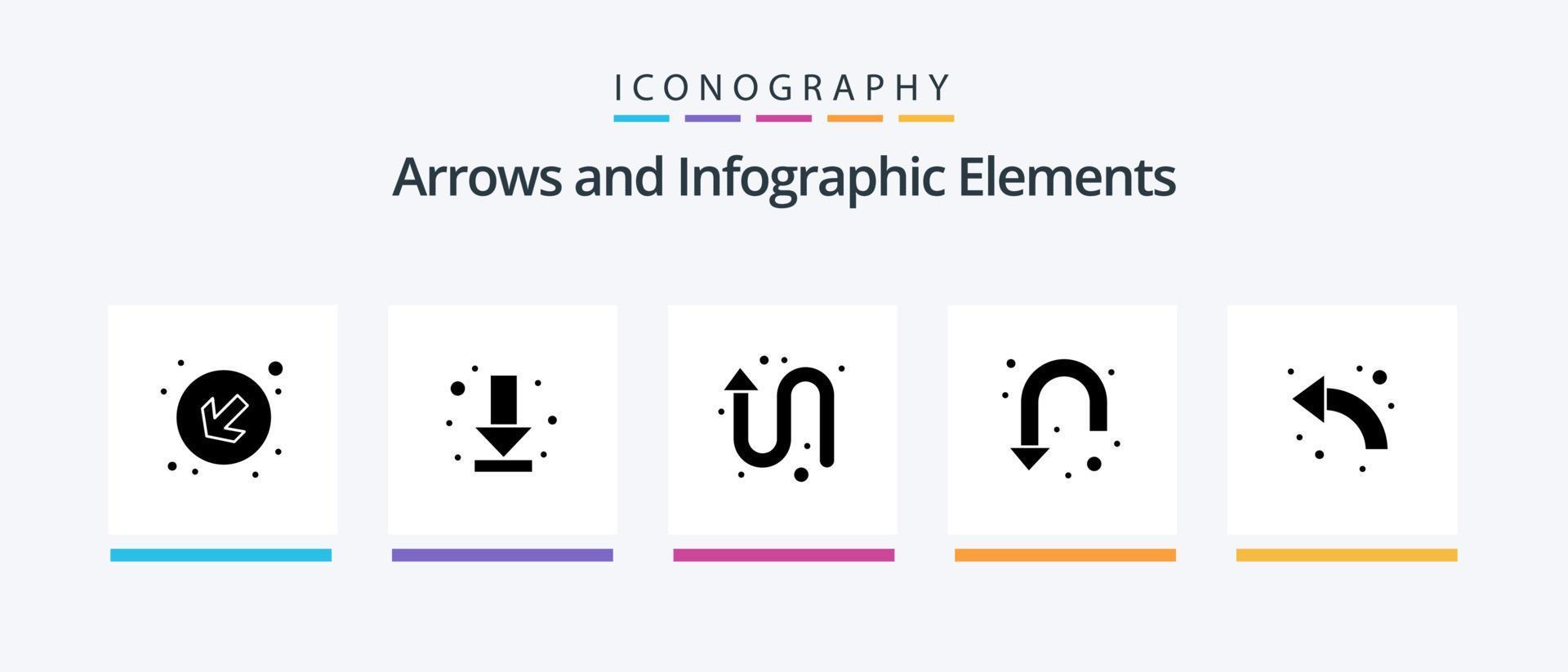 Arrow Glyph 5 Icon Pack Including curved. arrow. arrows. down. sign. Creative Icons Design Stock Free