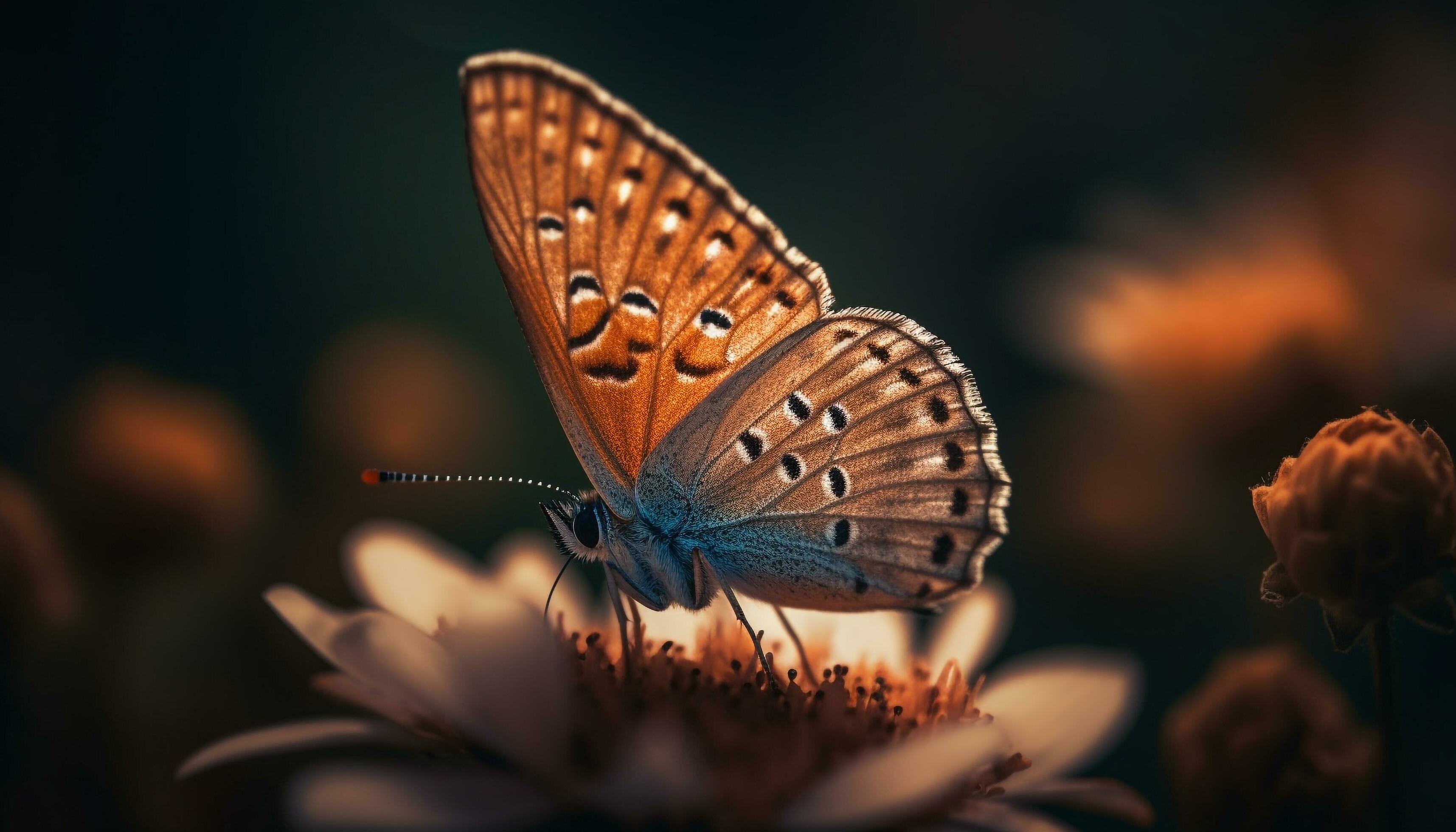 Vibrant butterfly pollinates yellow flower in springtime generated by AI Stock Free