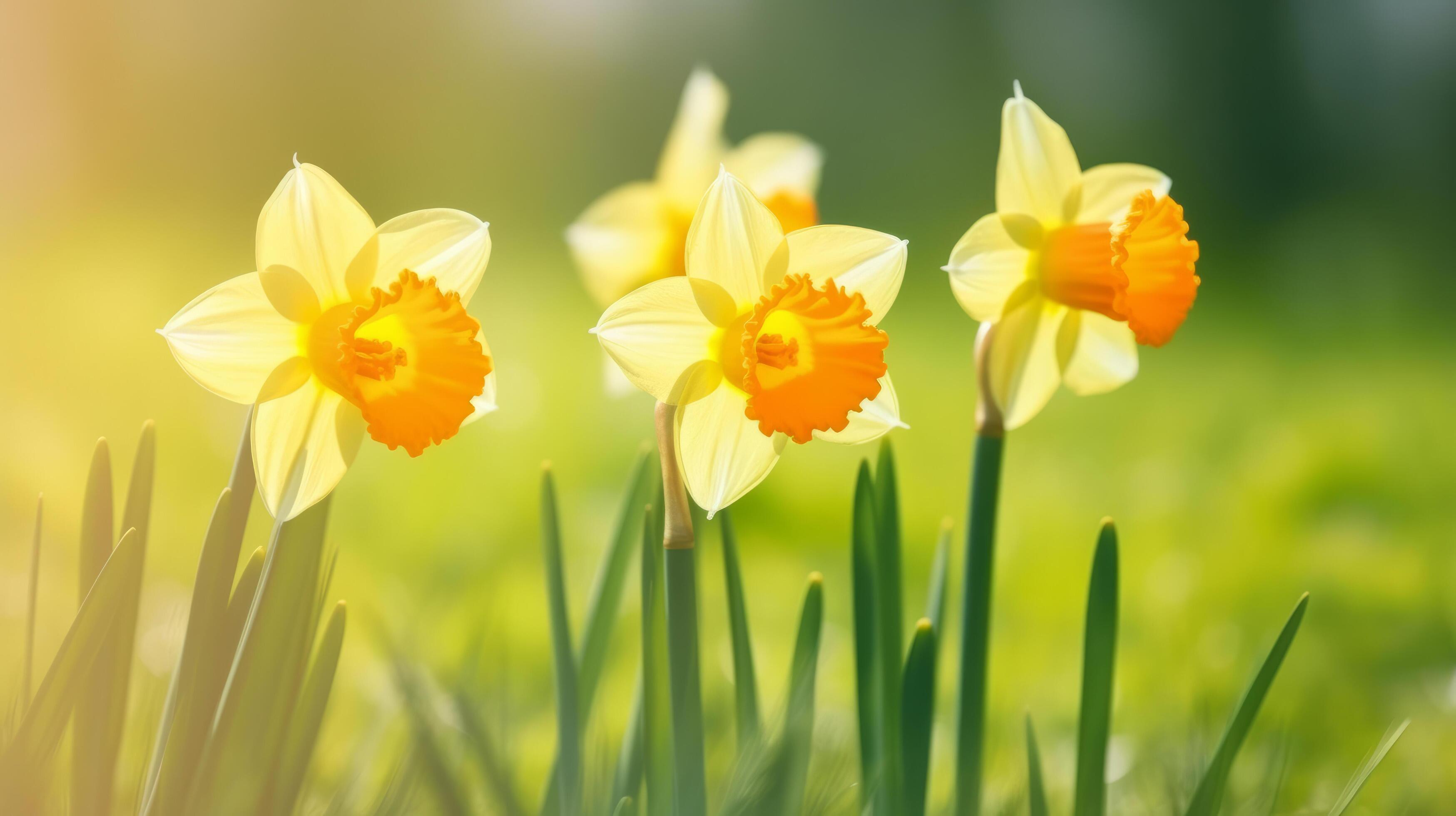 Daffodils flower background. Illustration Stock Free