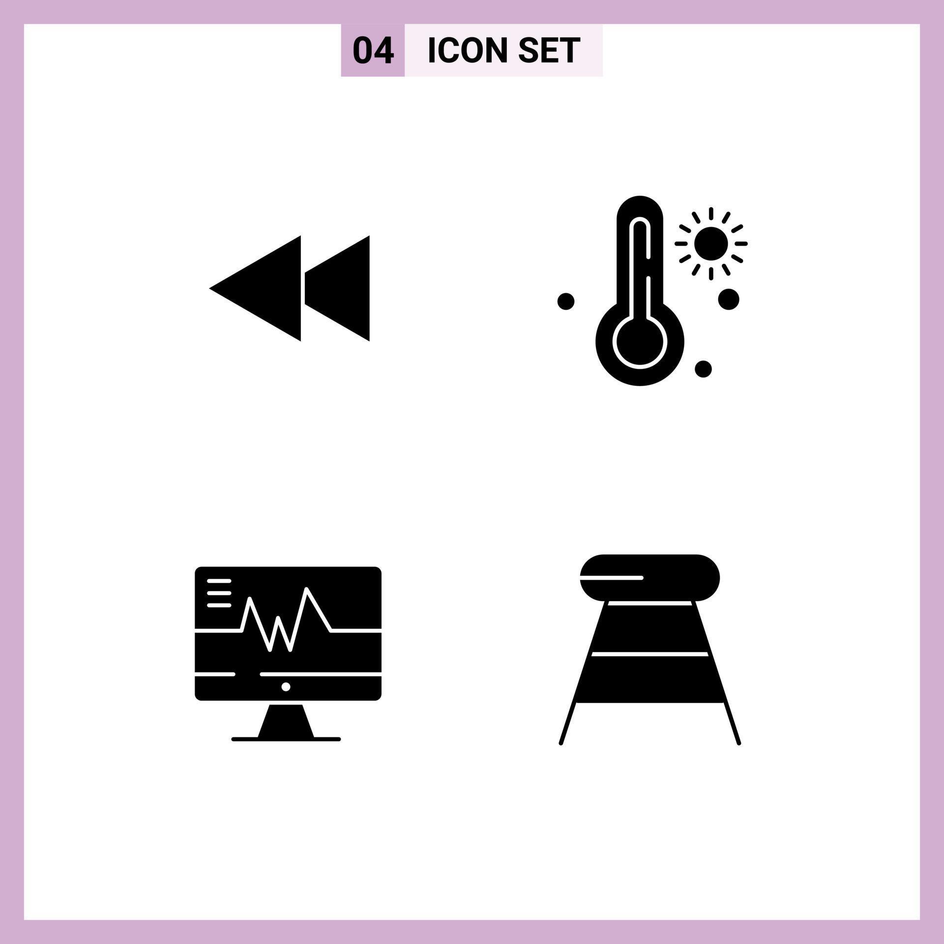 Group of 4 Solid Glyphs Signs and Symbols for arrow heart rewind weather coffee Editable Vector Design Elements Stock Free