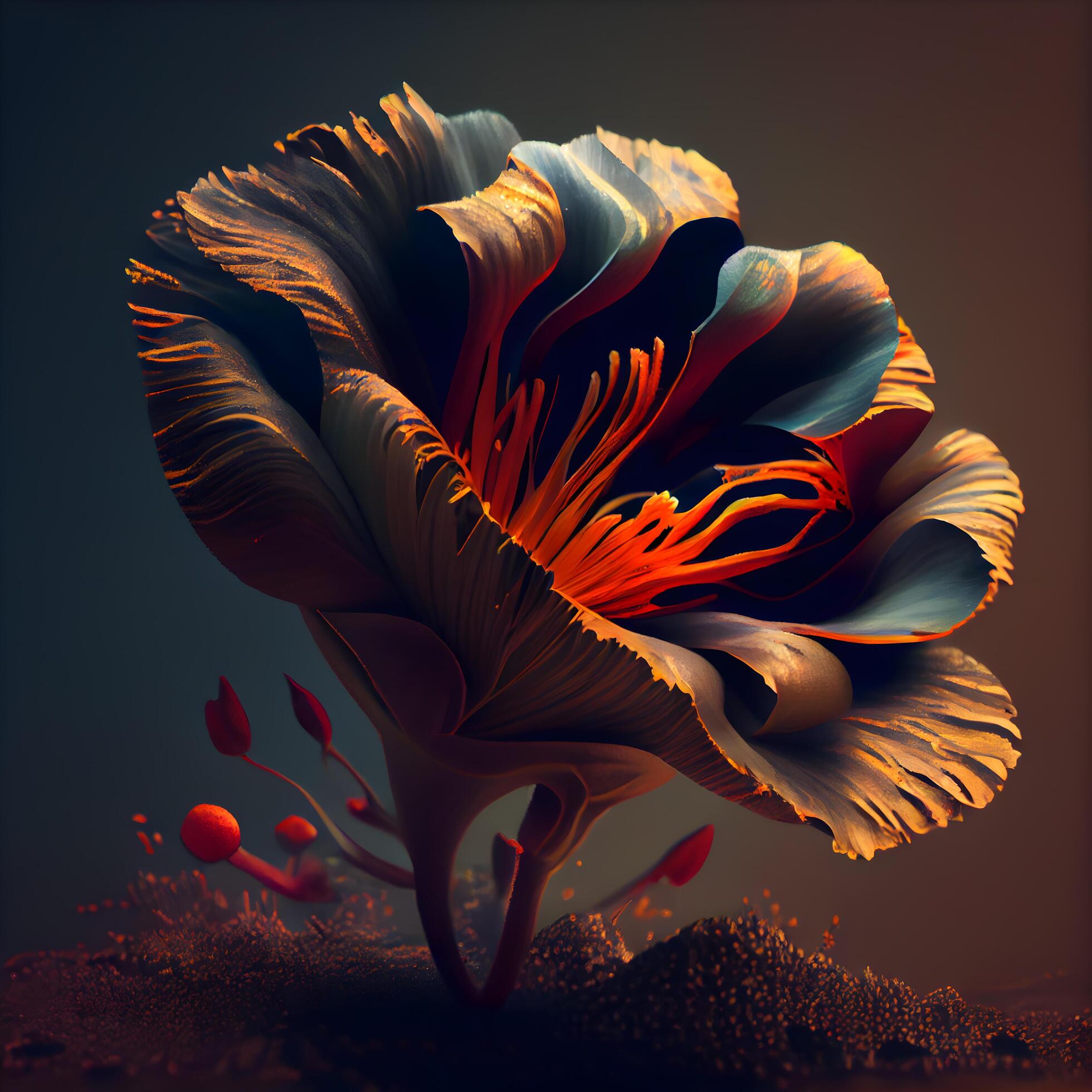 3D Illustration of a Colorful Flower in a Dark Background, Image Stock Free