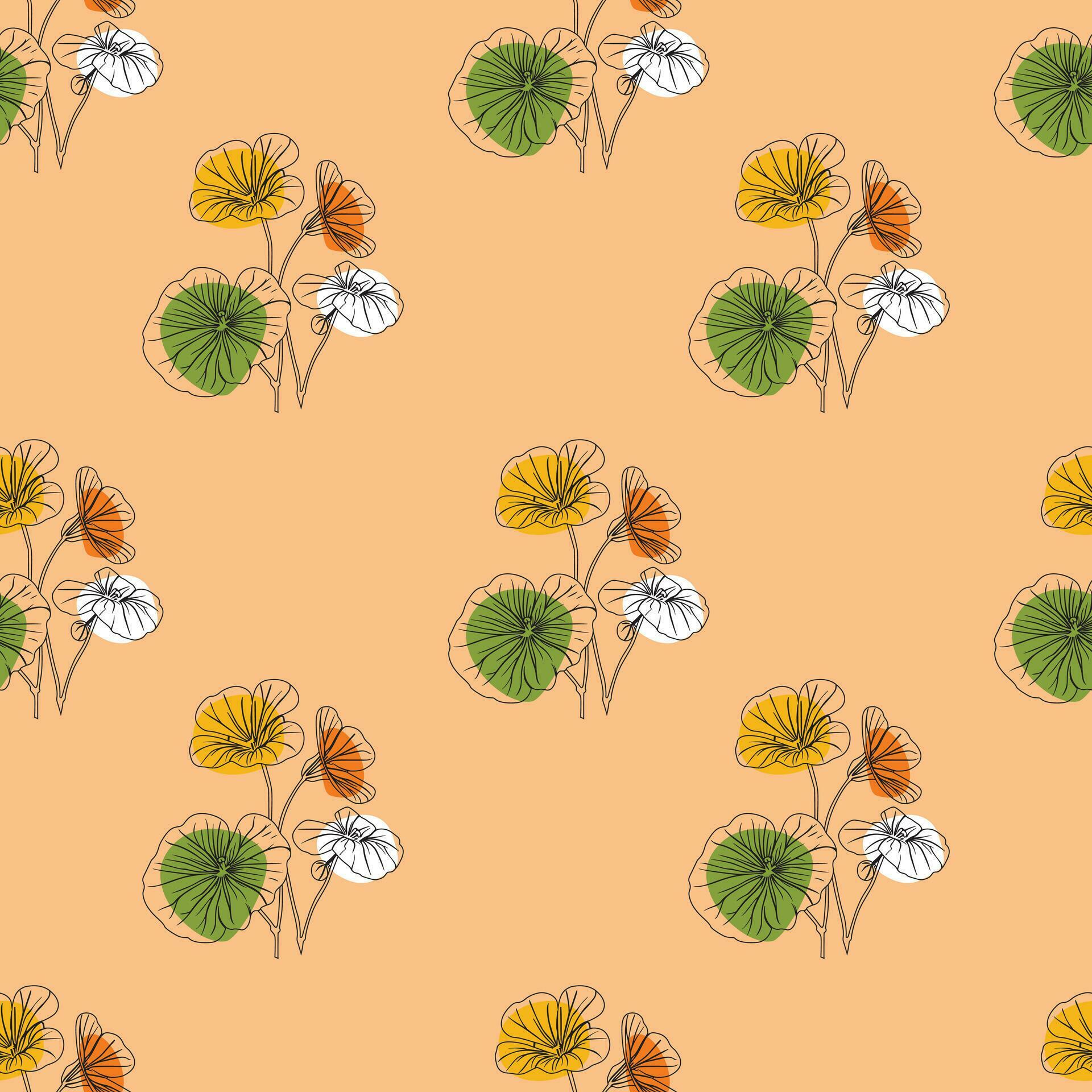 Flower flat style seamless pattern, vector design, Stock Free