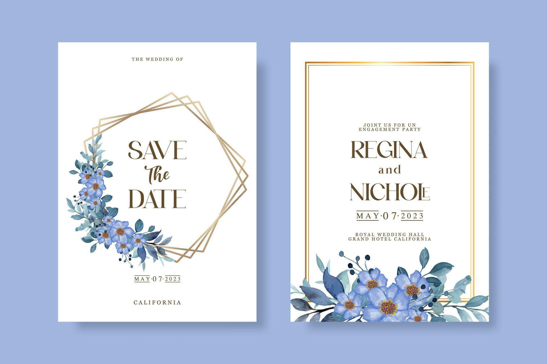 Wedding invitation template with flower Stock Free