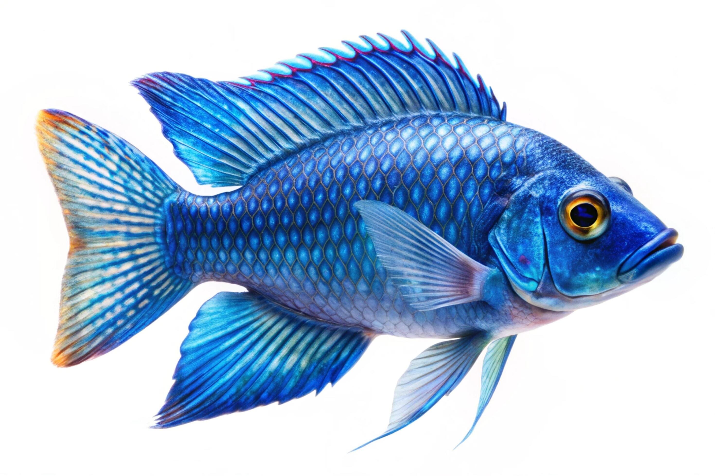 Blue ornamental fish isolated on white background Stock Free