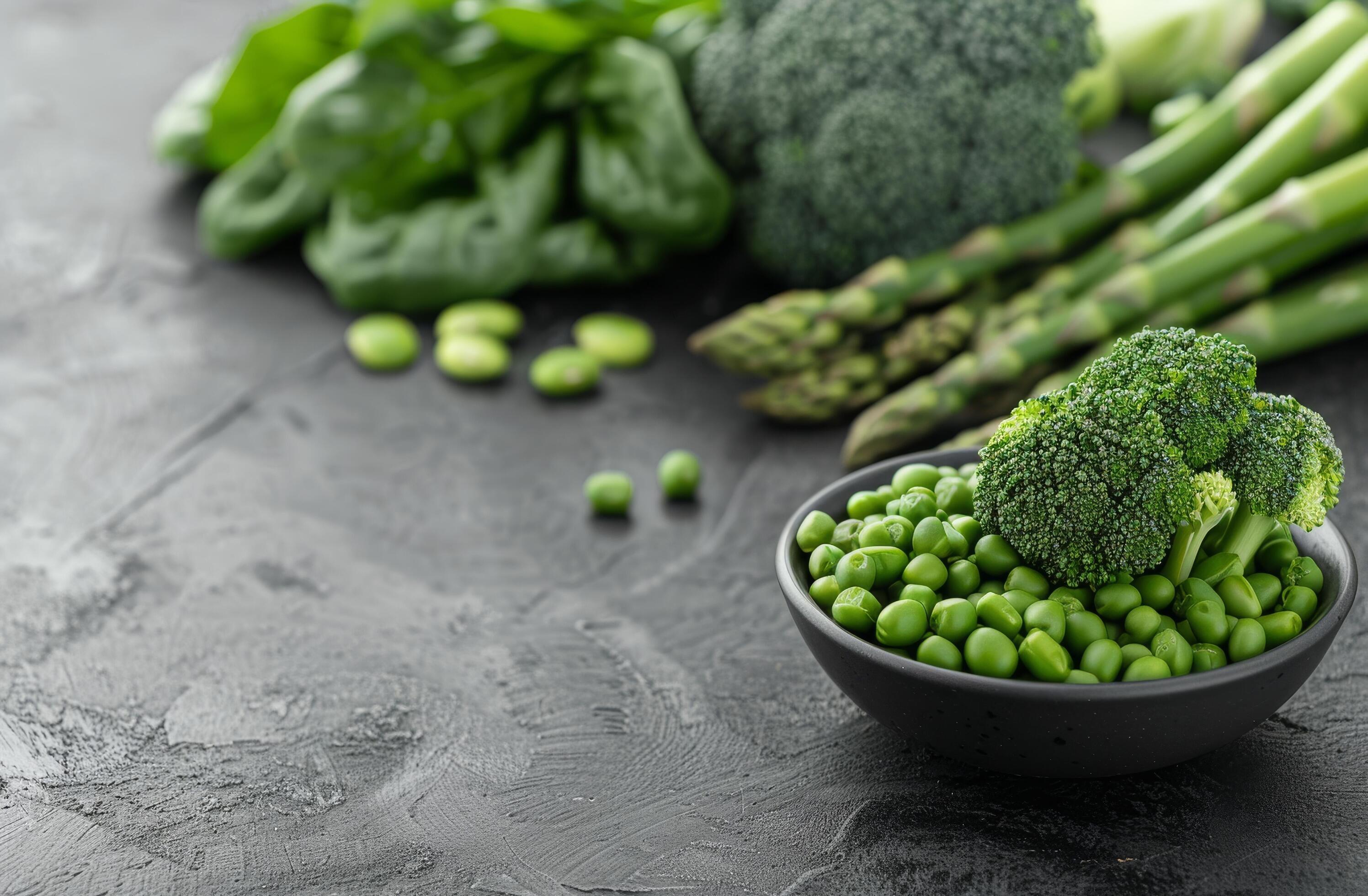 Green Vegetables on Grey Background Stock Free