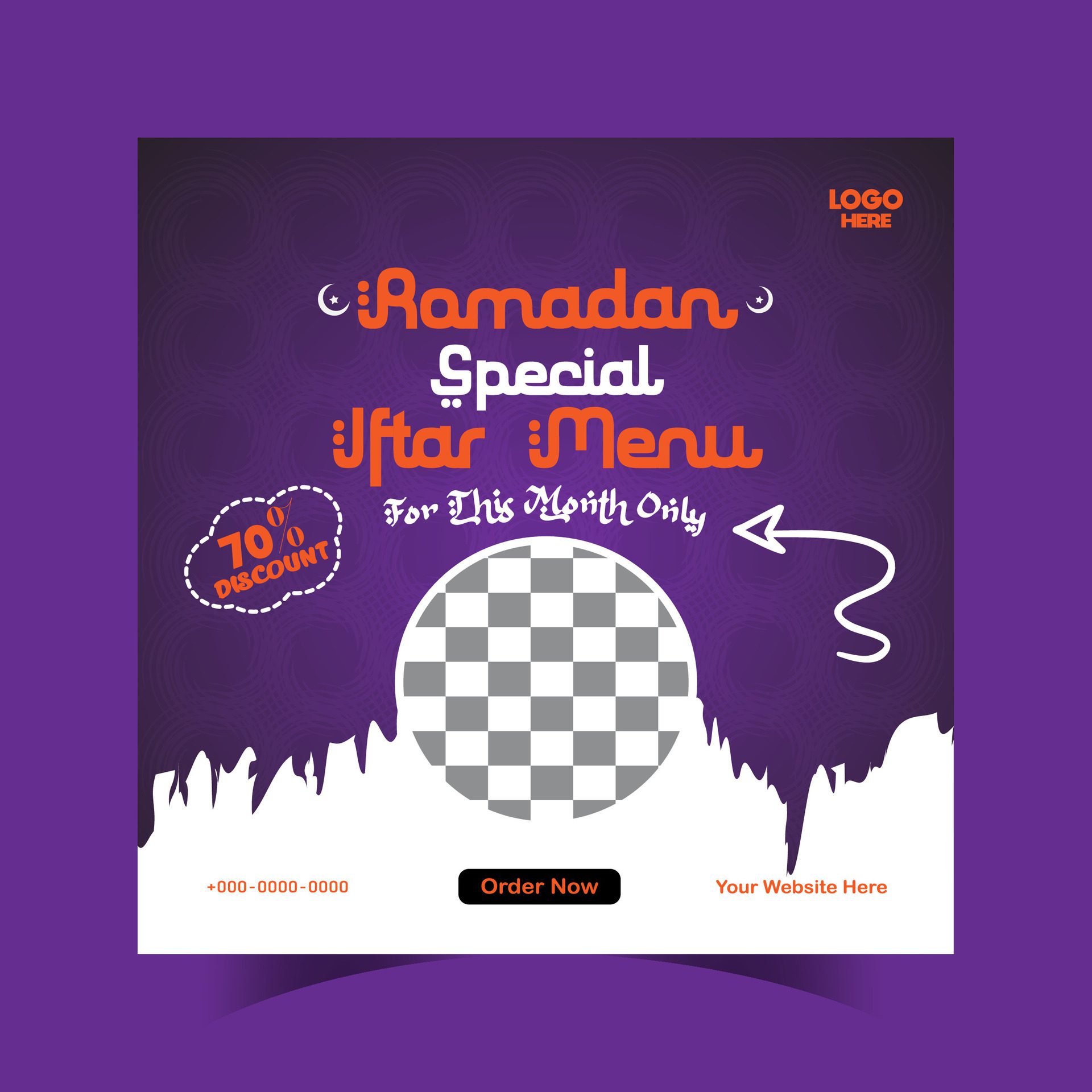 Ramadan iftar menu food post design and social media banner template Free Vector