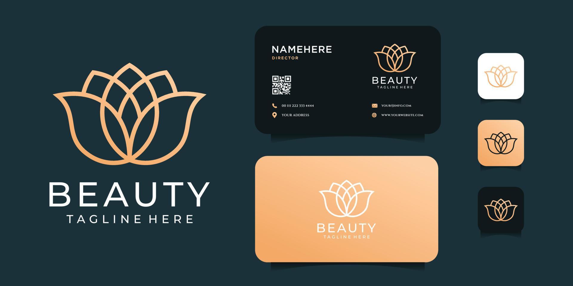 Set of minimalist flower beauty logo design with business card for creative concept Stock Free and Free SVG