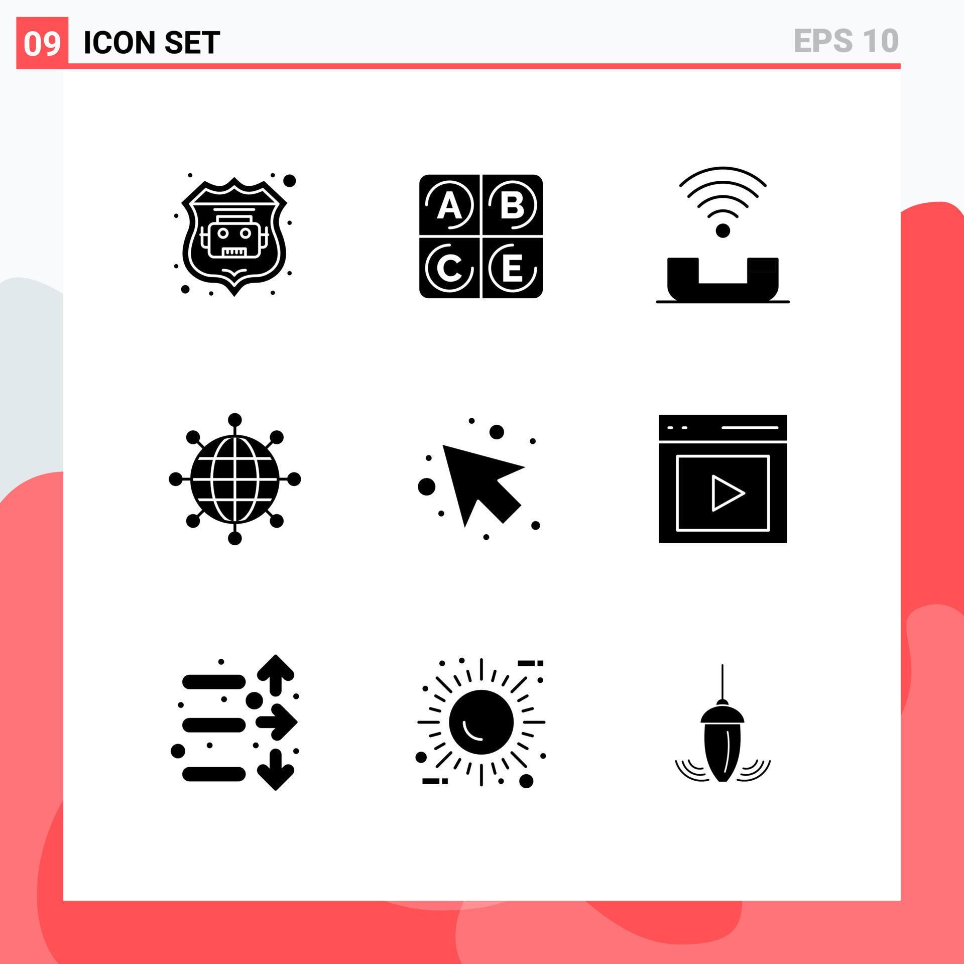 Set of 9 Modern UI Icons Symbols Signs for left arrow productivity modern connections Editable Vector Design Elements Stock Free