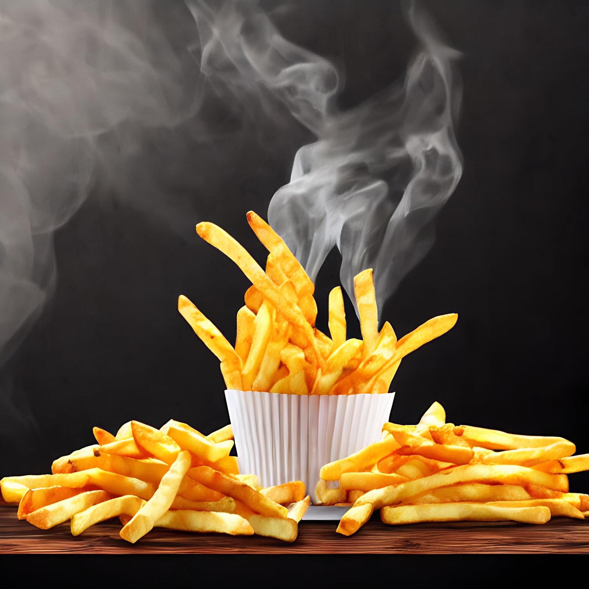 Delicious hot and crispy fried potatoes. Fast food and restaurant products. Stock Free