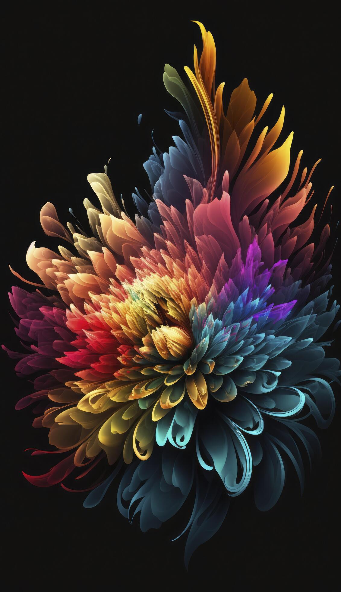 Colorful abstract flower art. . Stock Free