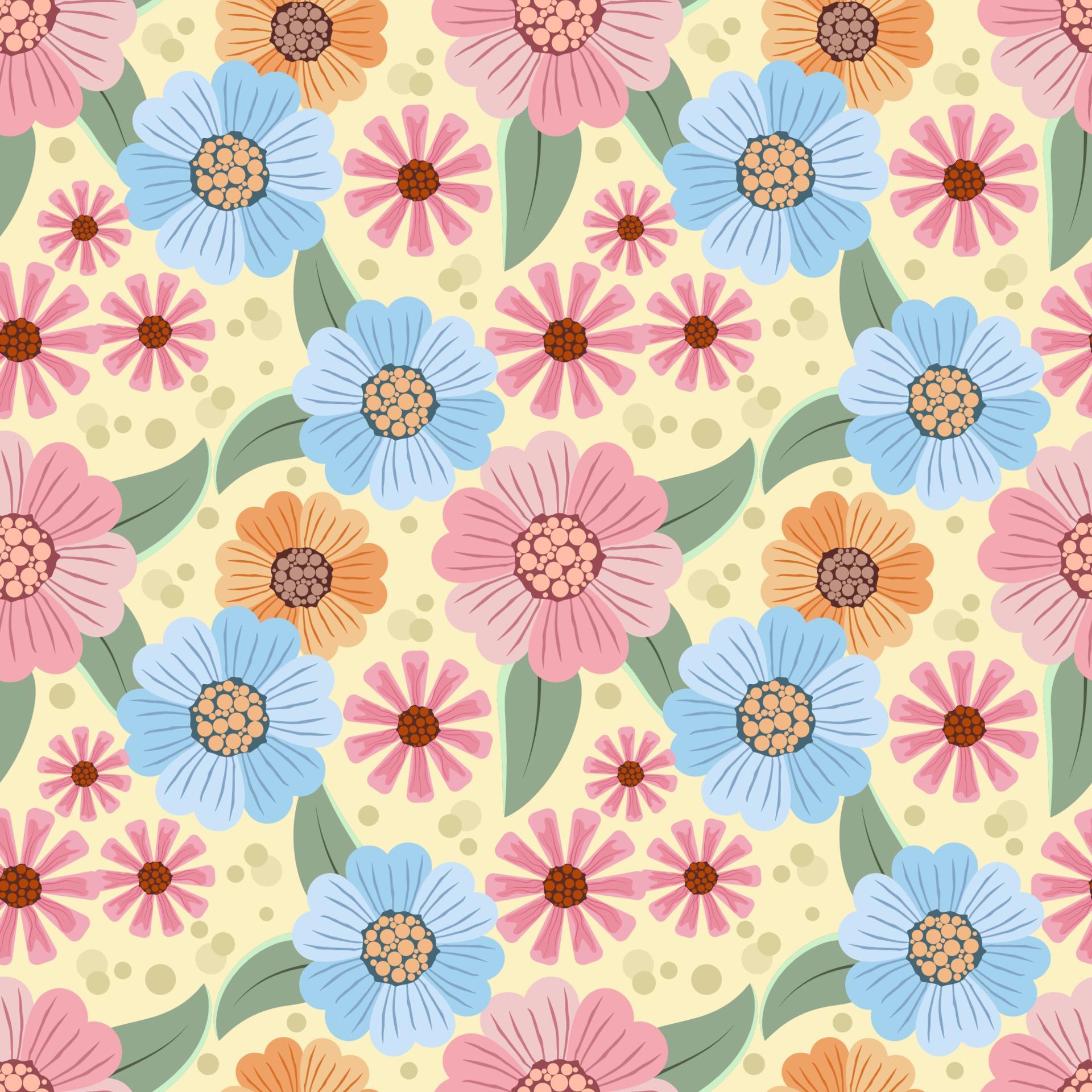 Pattern Floral Design Flowers and leaves on Bright Background. Stock Free