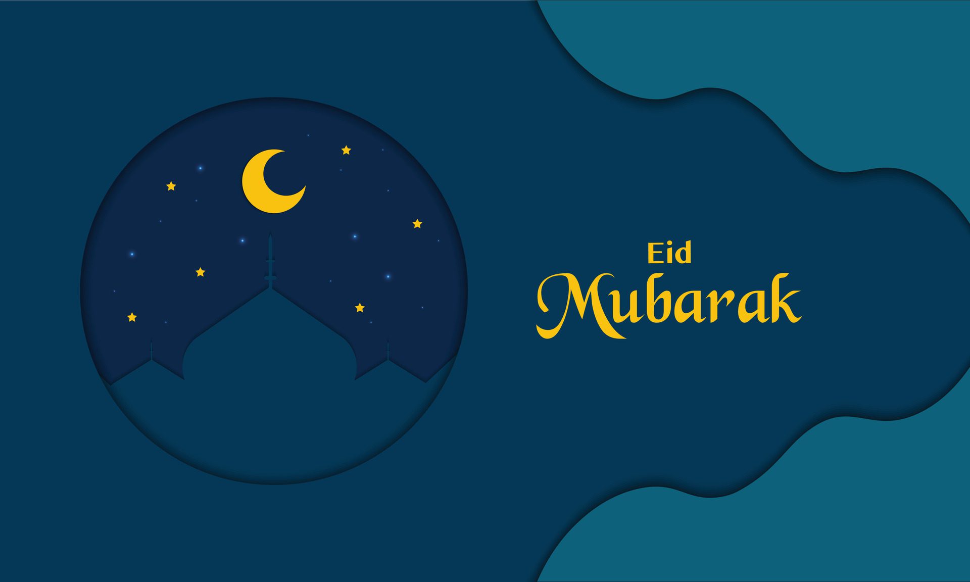 Eid Mubarak Greeting Banner In Dark Free Vector