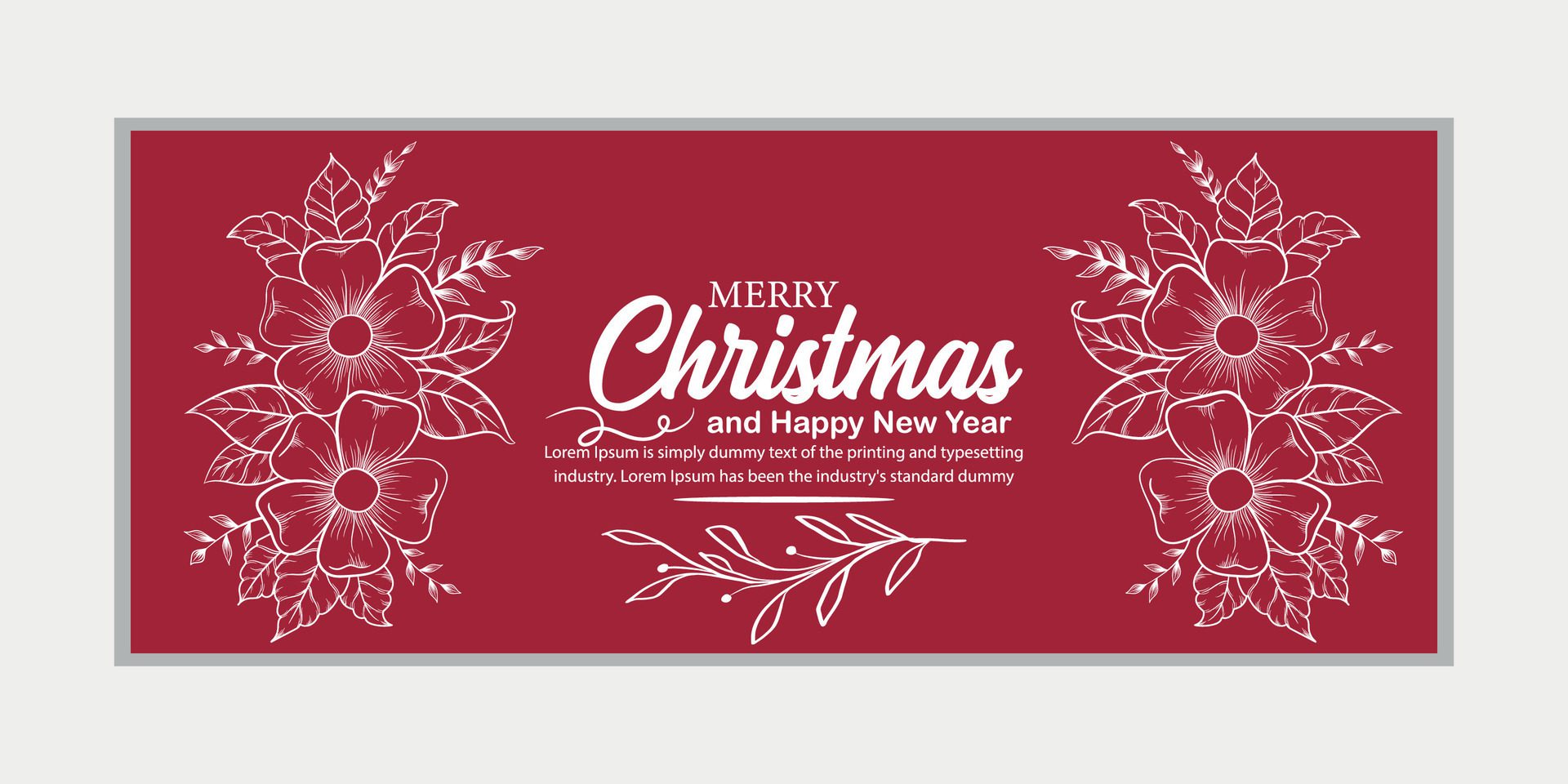 merry christmas banner set and happy new year banner, social media cover and web banner,Merry Christmas design for greeting card, Free Vector