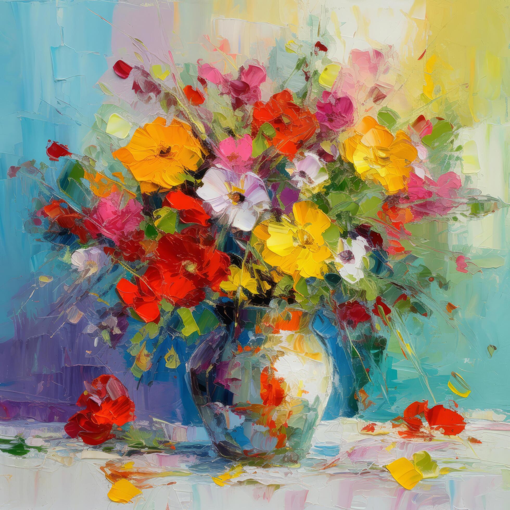 Impressionist painting flower bouquet. Illustration Stock Free