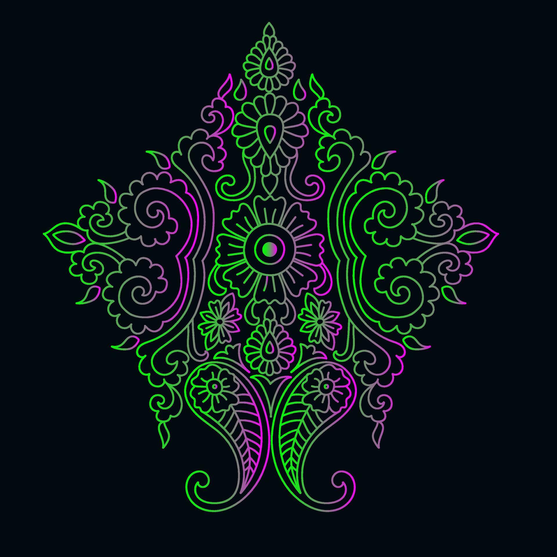 Rainbow color line art floral vector illustration, colorful vintage decorative vector template, rainbow color flower ornaments. Stock Free and Free SVG