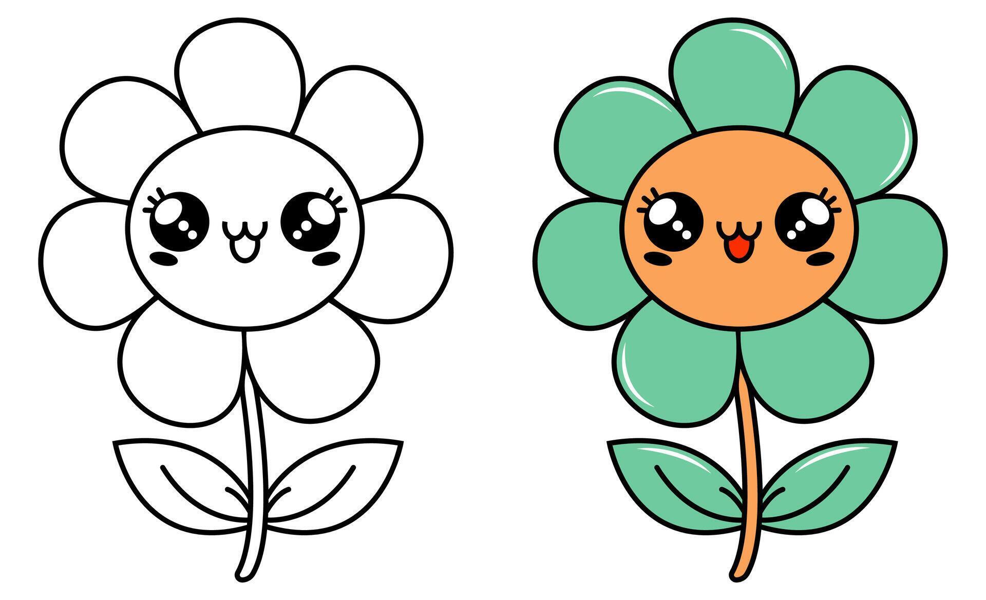 Vector kawaii-style flower Stock Free