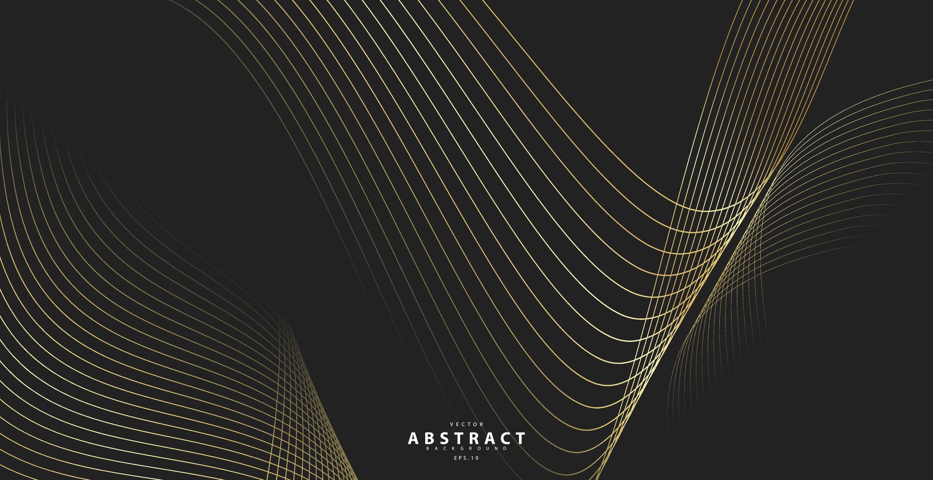 Abstract background with gold line wave. Luxury style. Tech pattern. Curved wavy line, smooth stripe. illustration. Free Vector