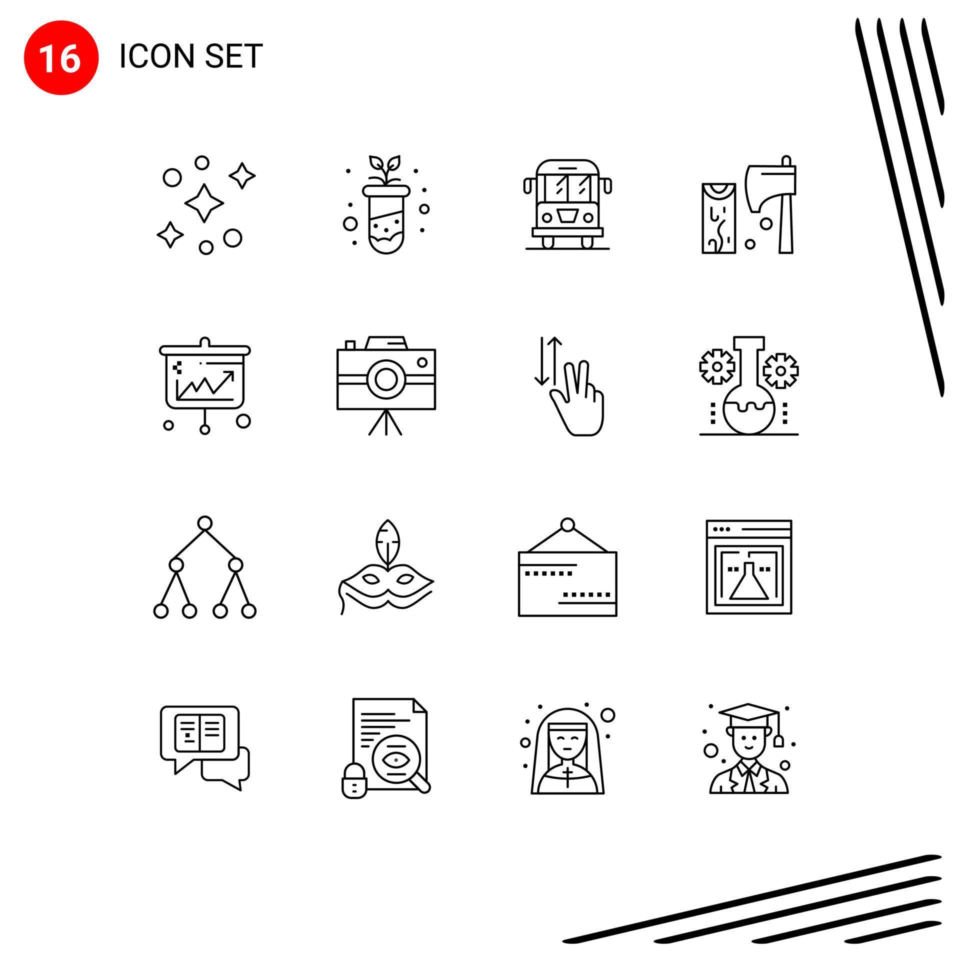 User Interface Pack of 16 Basic Outlines of arrows wood cargo tool construction Editable Vector Design Elements Stock Free