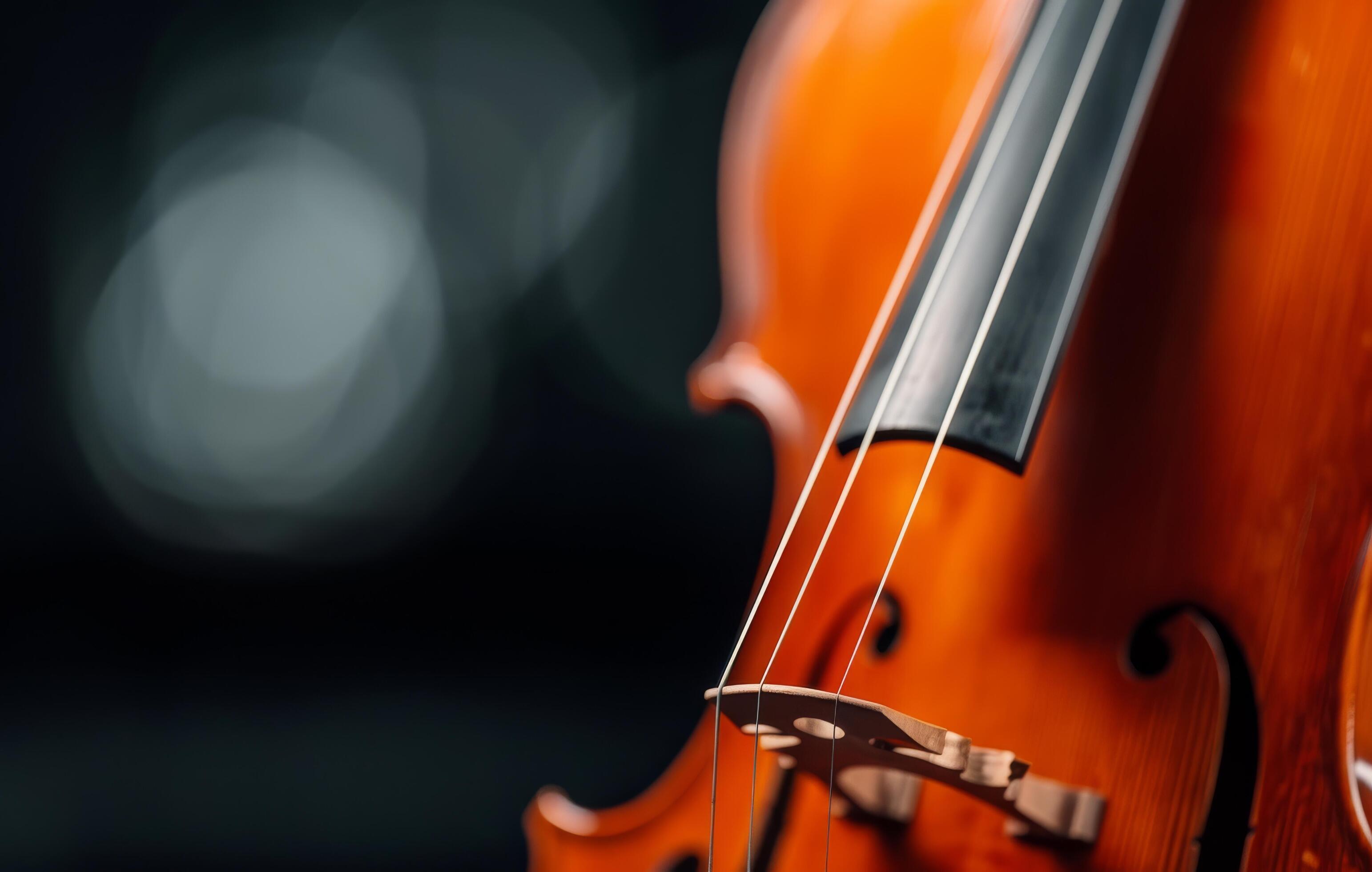 Close-Up of a Vibrant Violin Against a Dark Background Stock Free