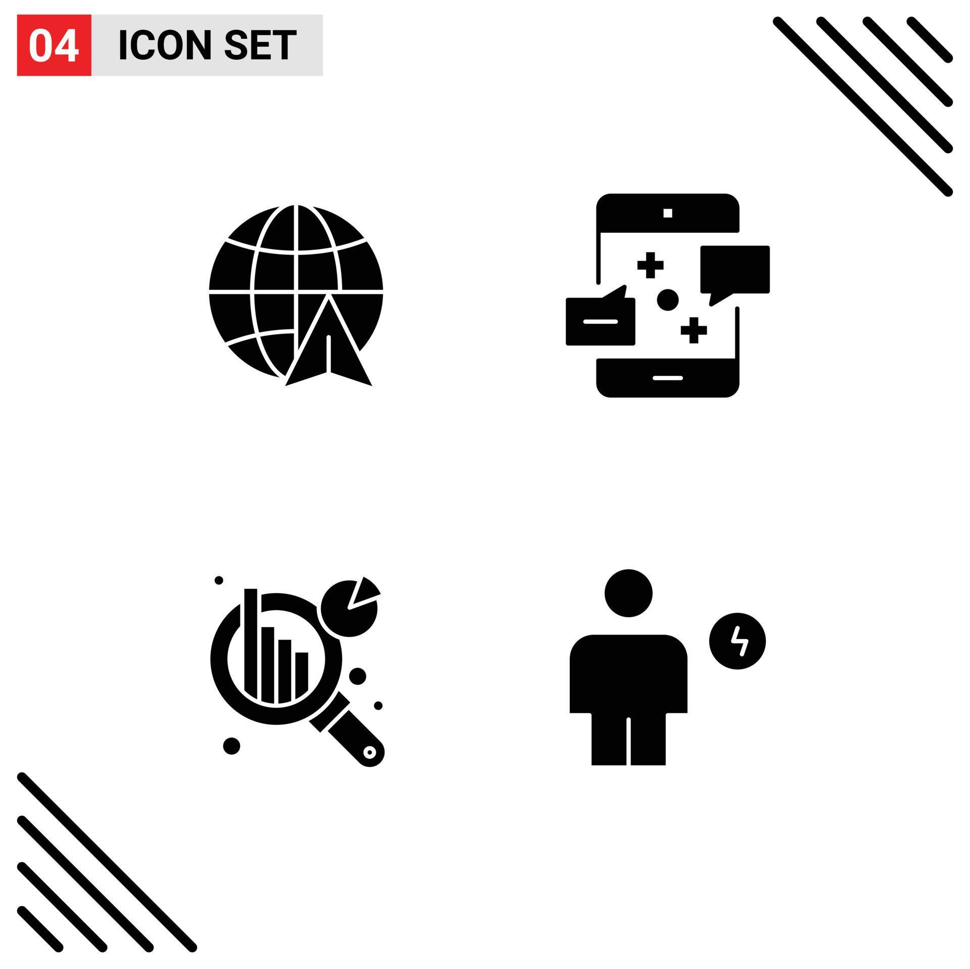 Pictogram Set of 4 Simple Solid Glyphs of arrow data analytics communication marketing avatar Editable Vector Design Elements Stock Free