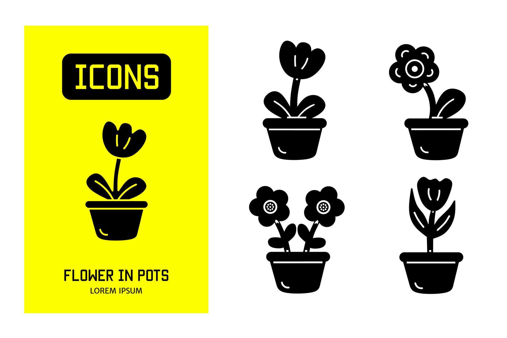 Set of flat icons of flower. Vector design for business and stock. Stock Free